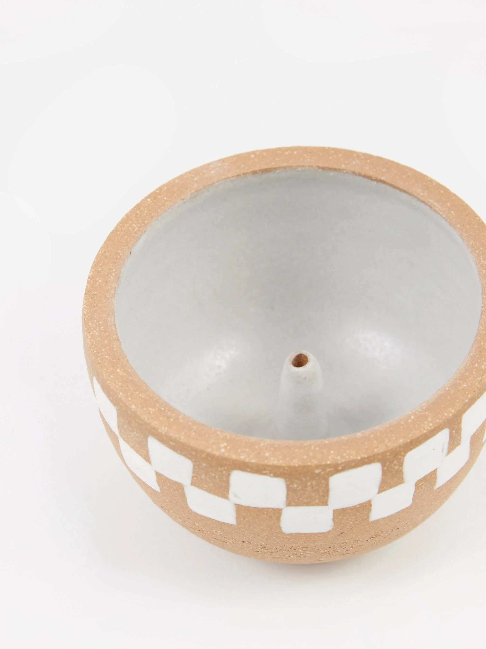 Mellow Incense Bowl Large - Light Brown Half Painted Check - Image 4
