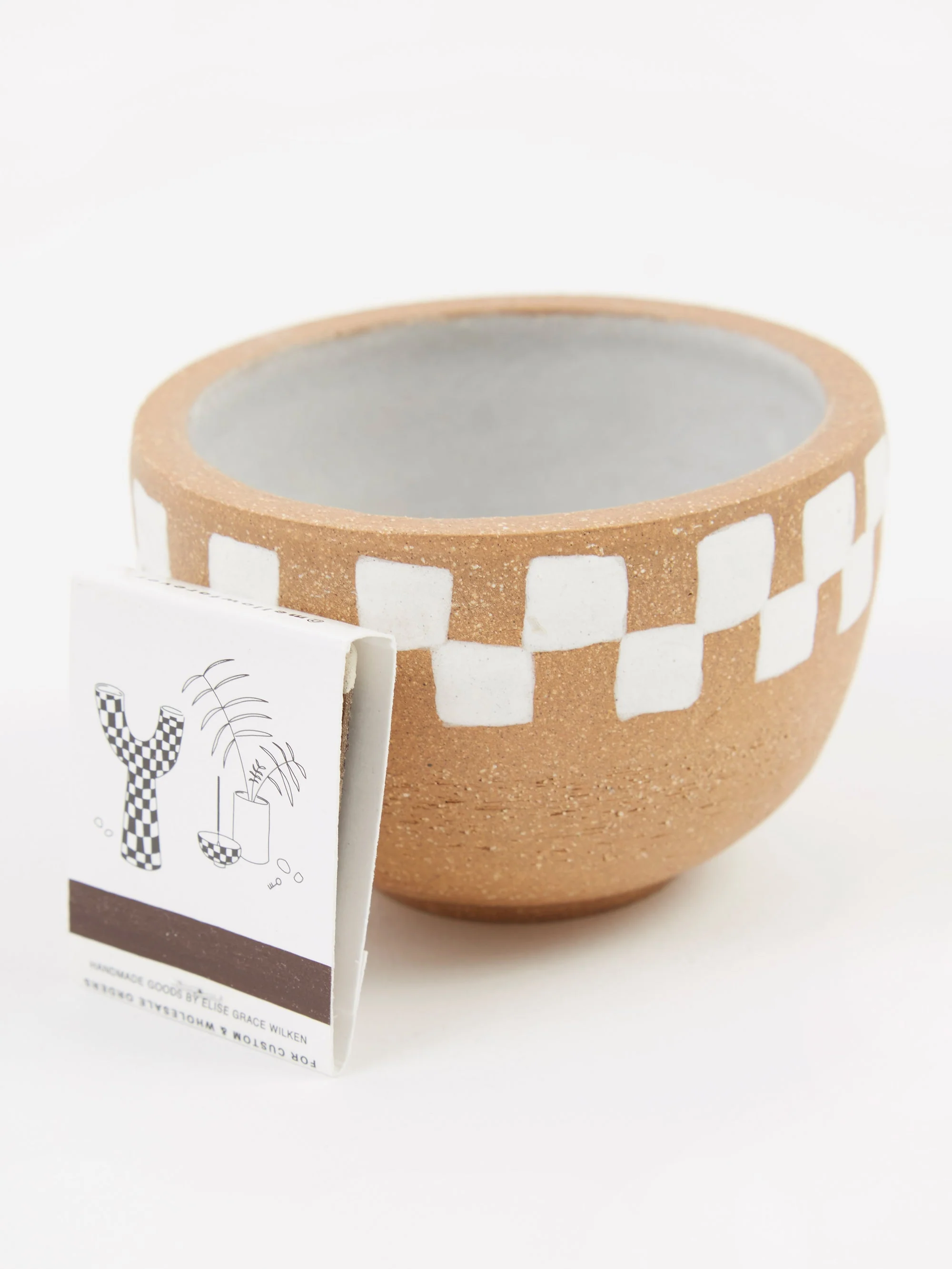 Mellow Incense Bowl Large - Light Brown Half Painted Check - Image 5
