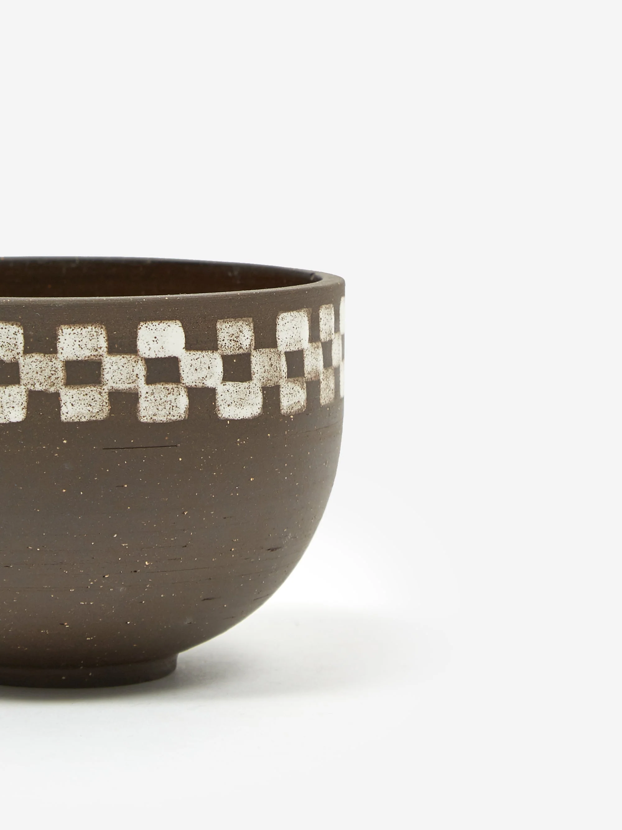 Mellow Incense Bowl Medium - Dark Brown Half Check Outside - Image 2