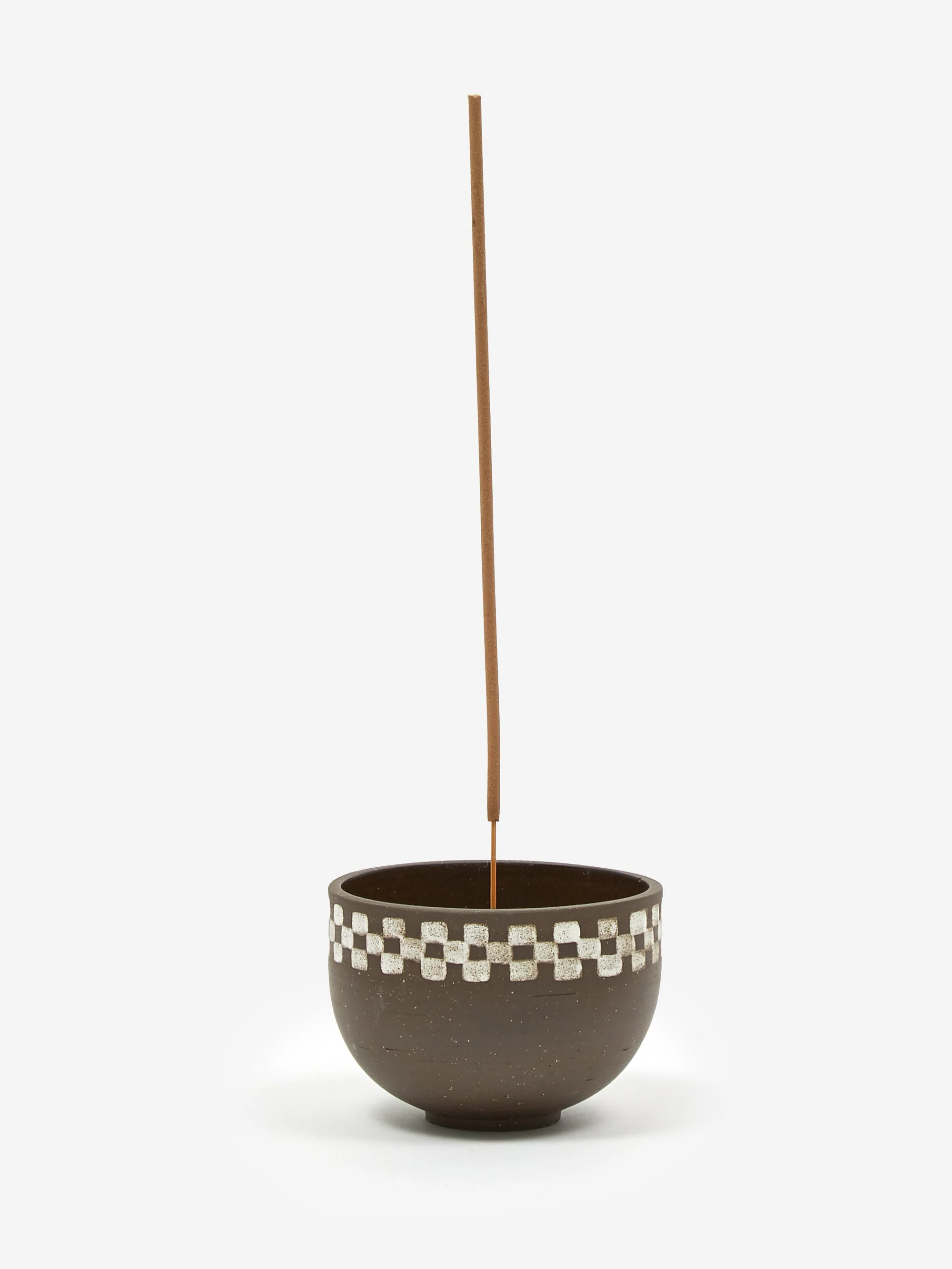 Mellow Incense Bowl Medium - Dark Brown Half Check Outside - Image 4