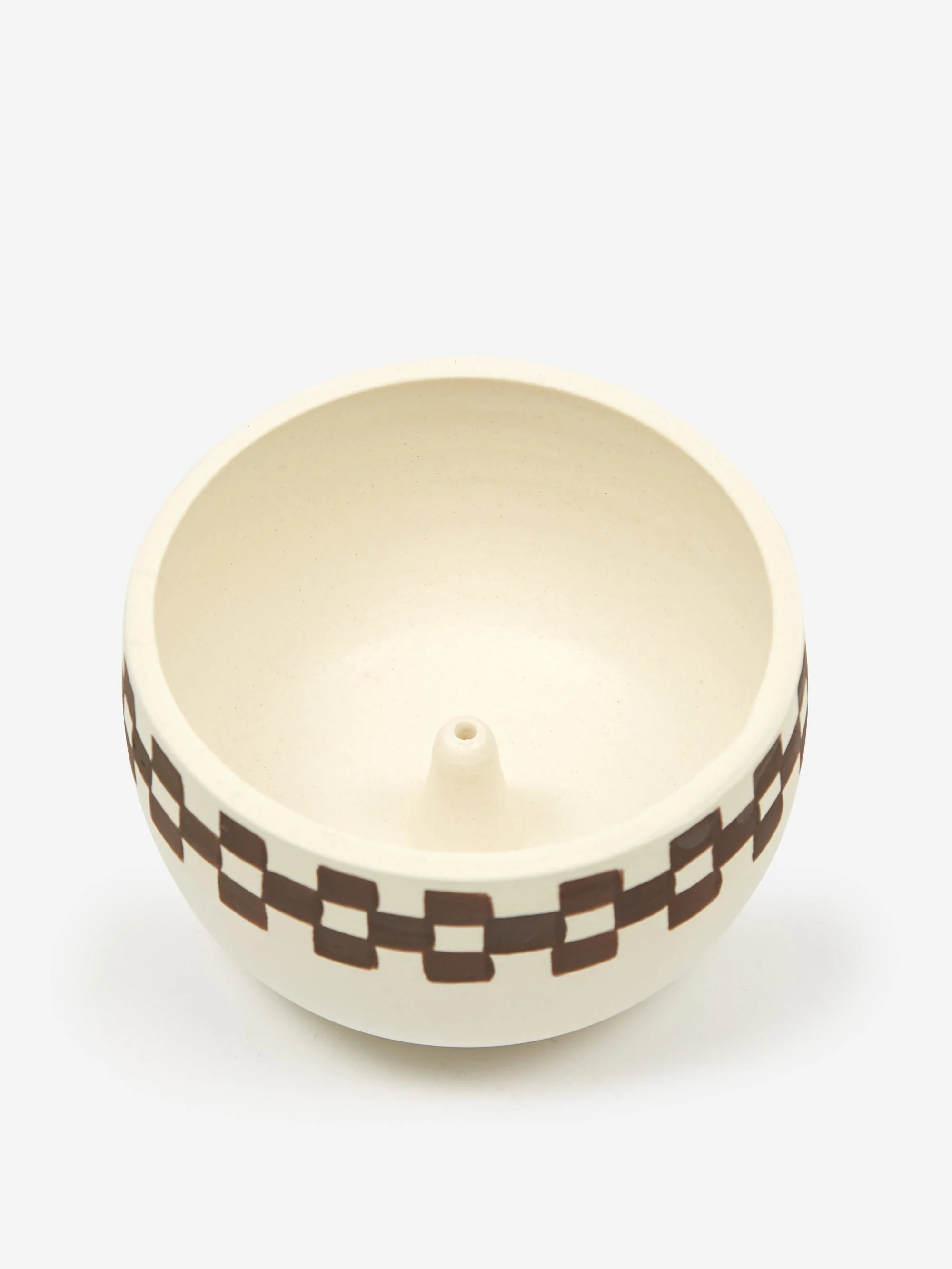 Mellow Incense Bowl Medium - Porcelain Half Check Outside - Image 3