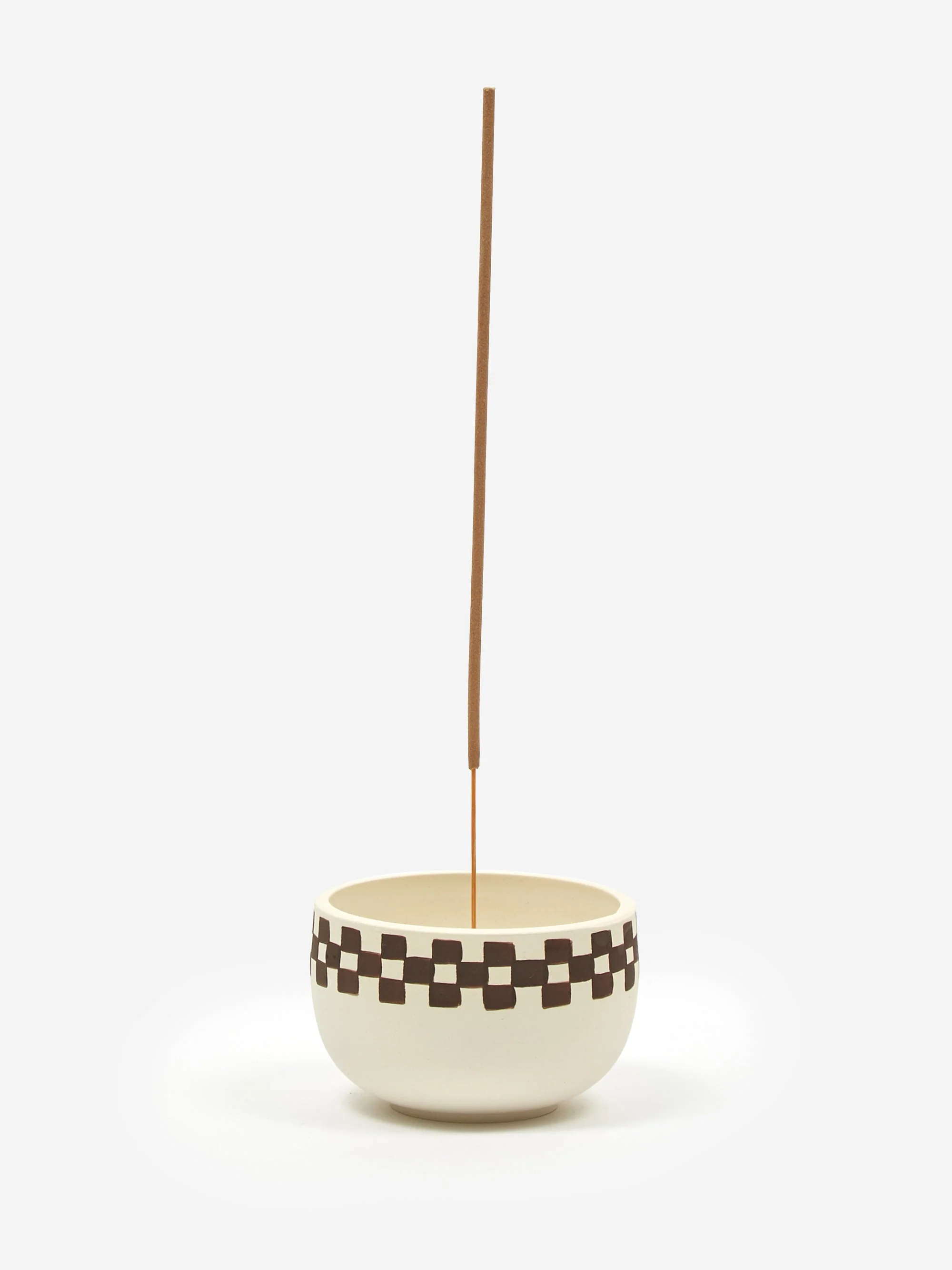 Mellow Incense Bowl Medium - Porcelain Half Check Outside - Image 4