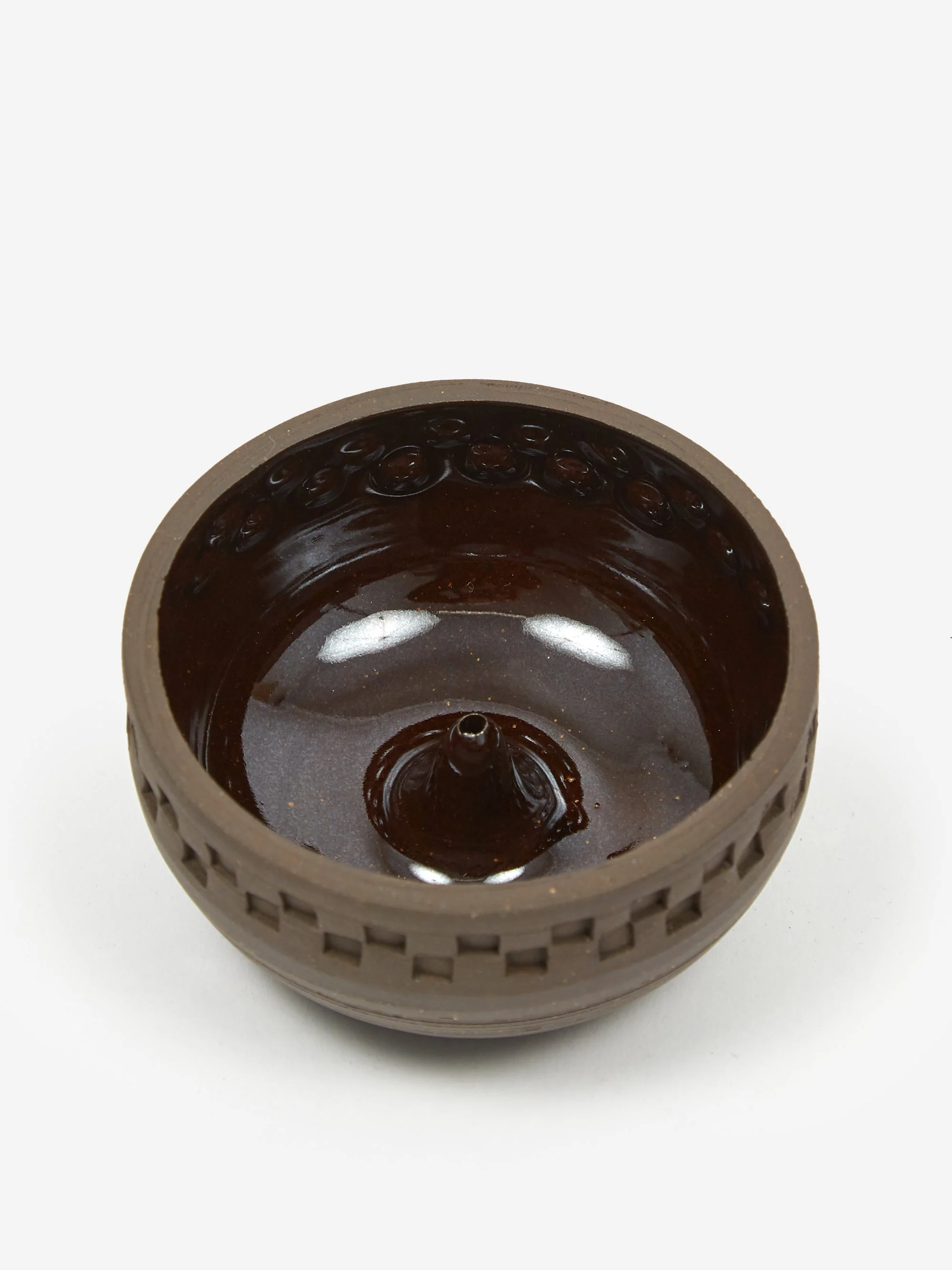 Mellow Incense Bowl Small - Porcelain Blind Stamped Check - Image 4