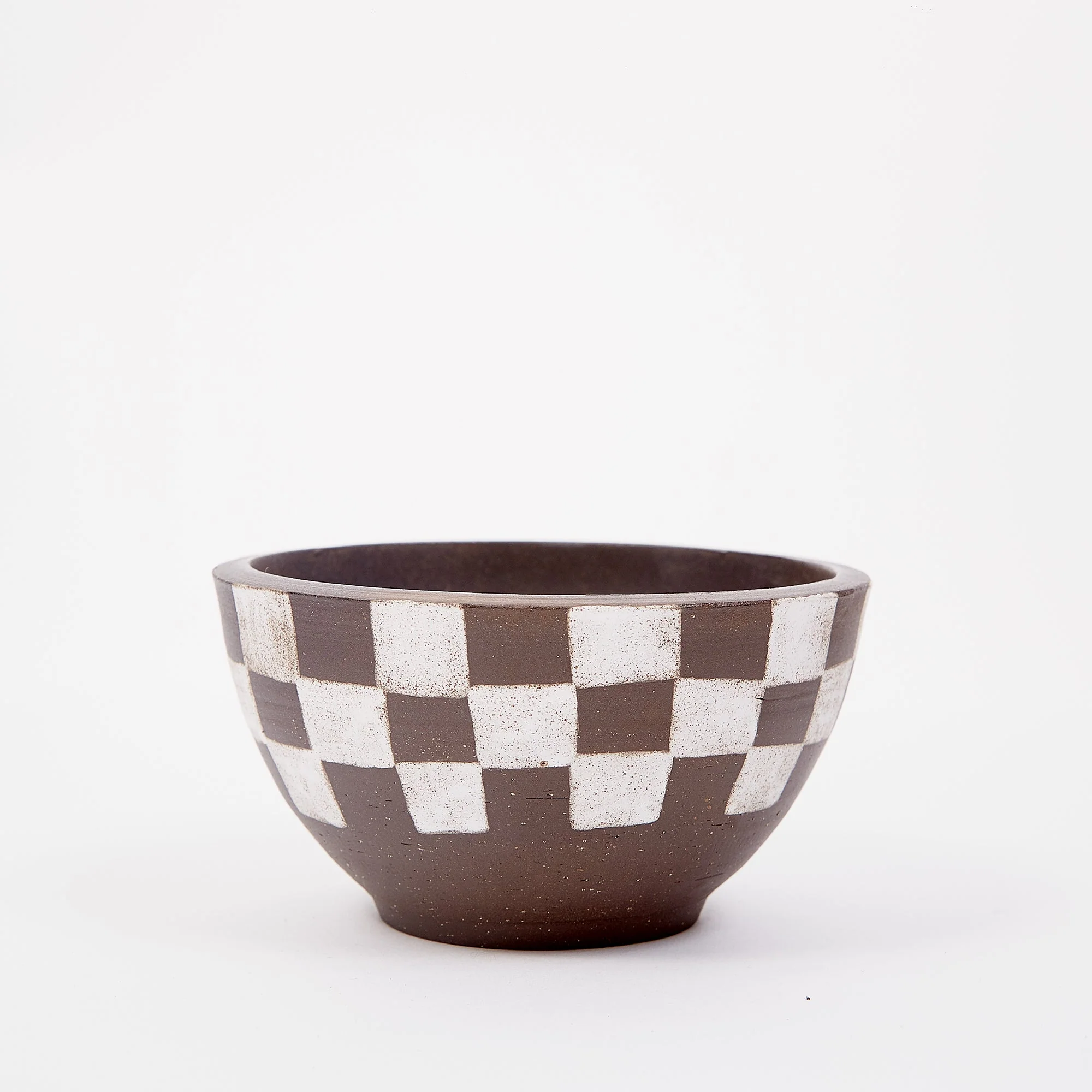 Mellow Large Incense Bowl - Half Painted Dark Brown Check - Image 3