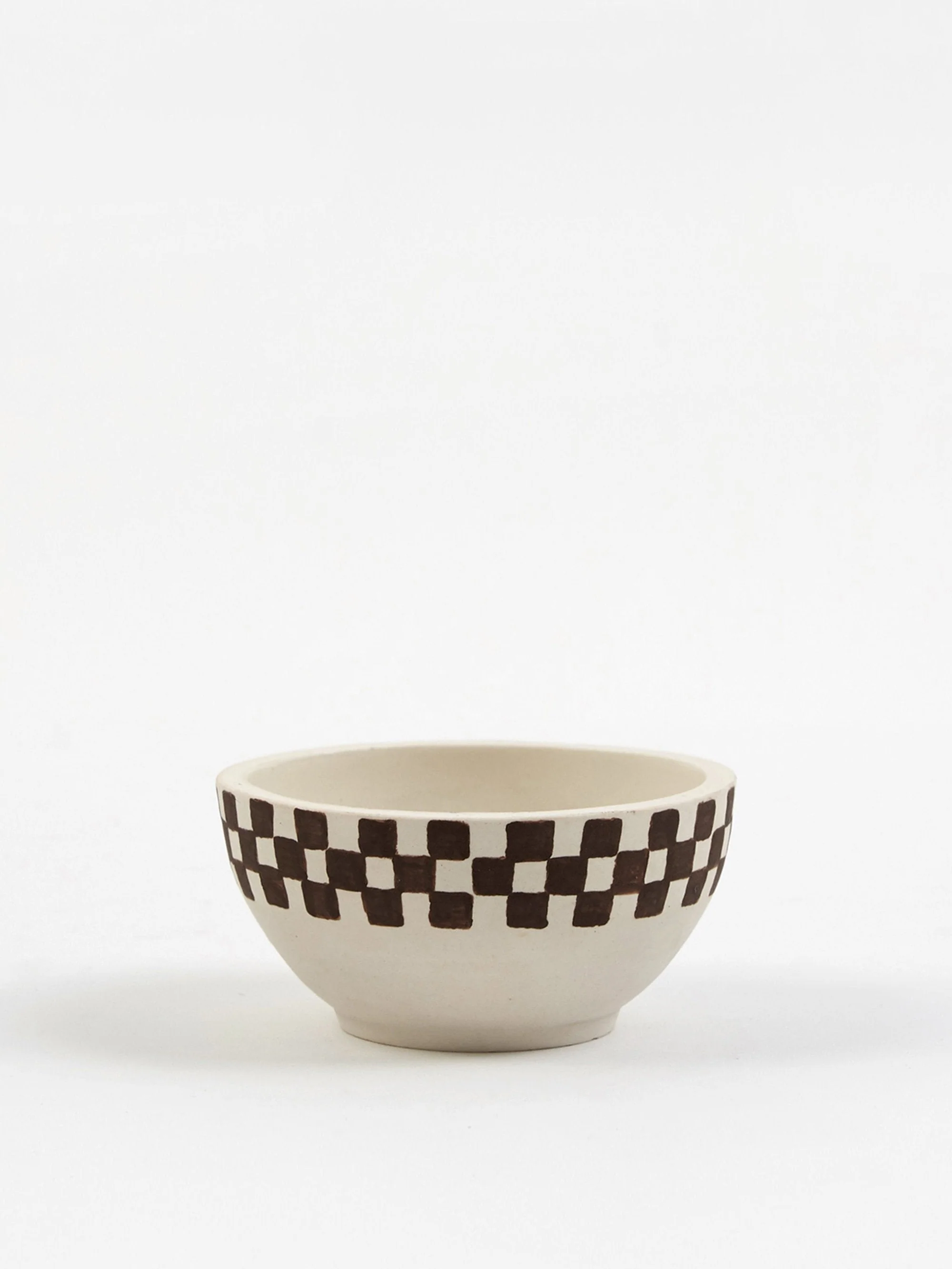 Mellow Medium Incense Bowl - Half Painted Porcelain Check