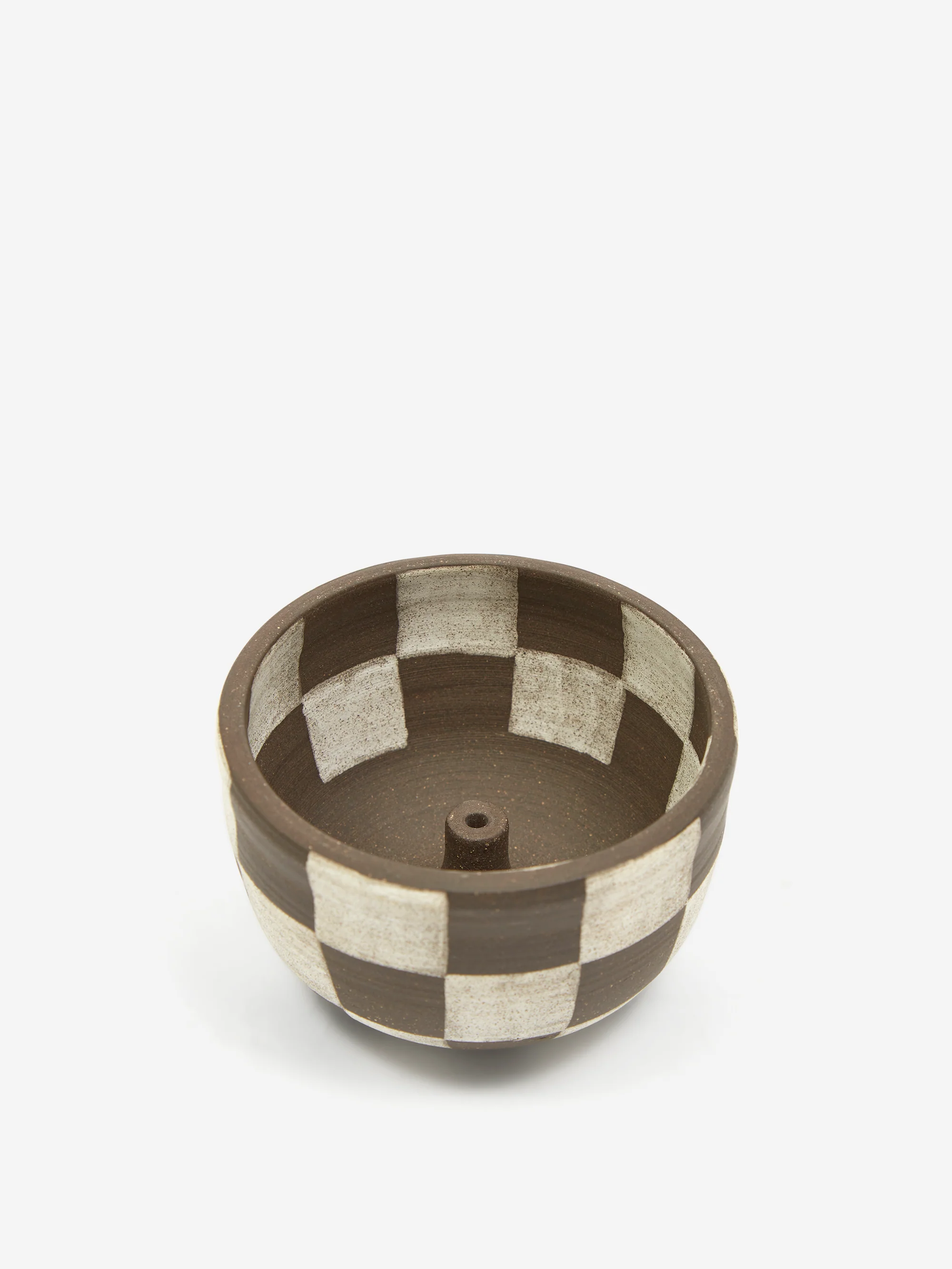Mellow Medium Incense Bowl - Inside and Outside Check - Dark Brown - Image 3