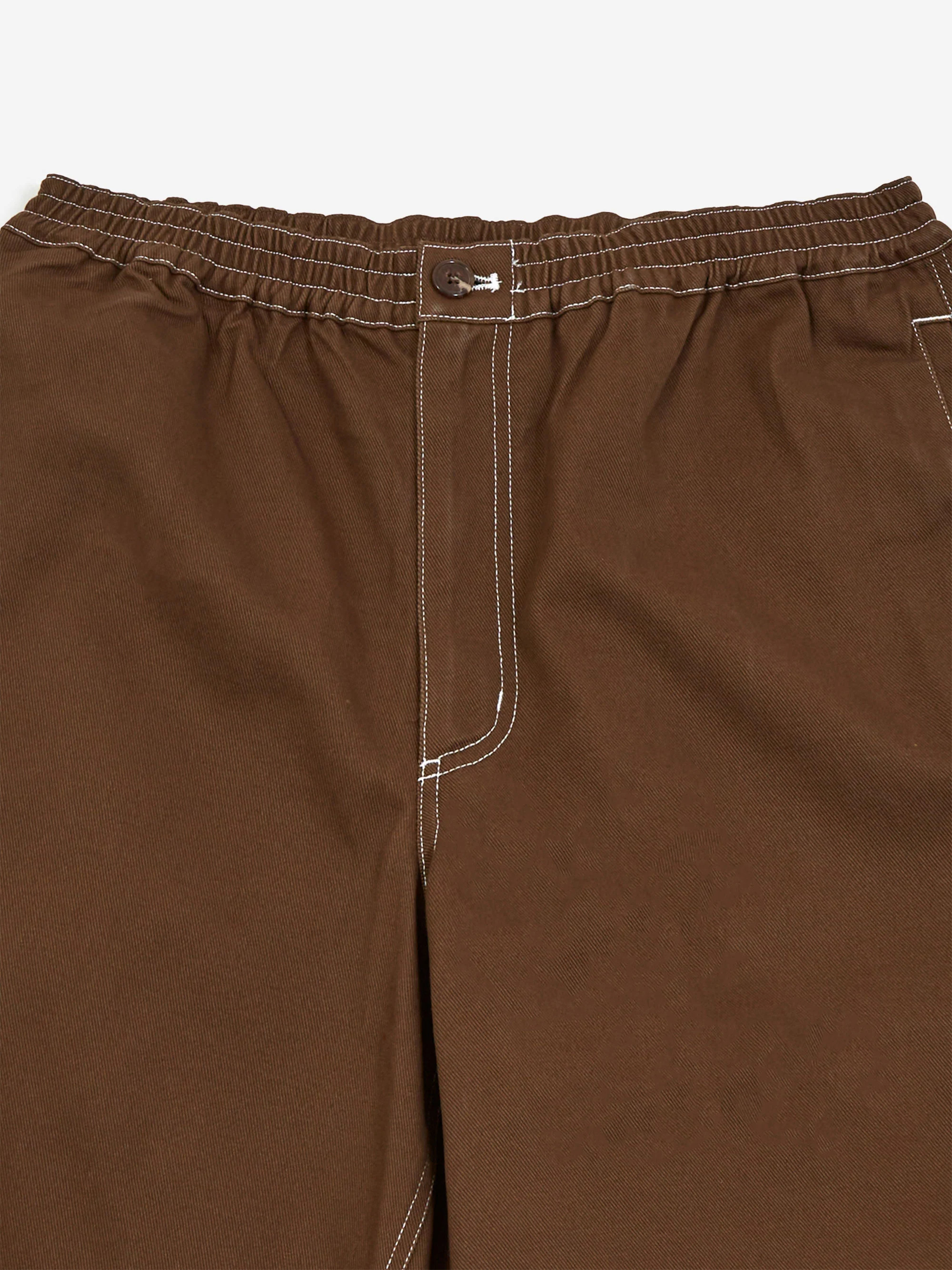 Metalwood Contrast Stitch Elastic Waist Short - Dark Chocolate - Image 3