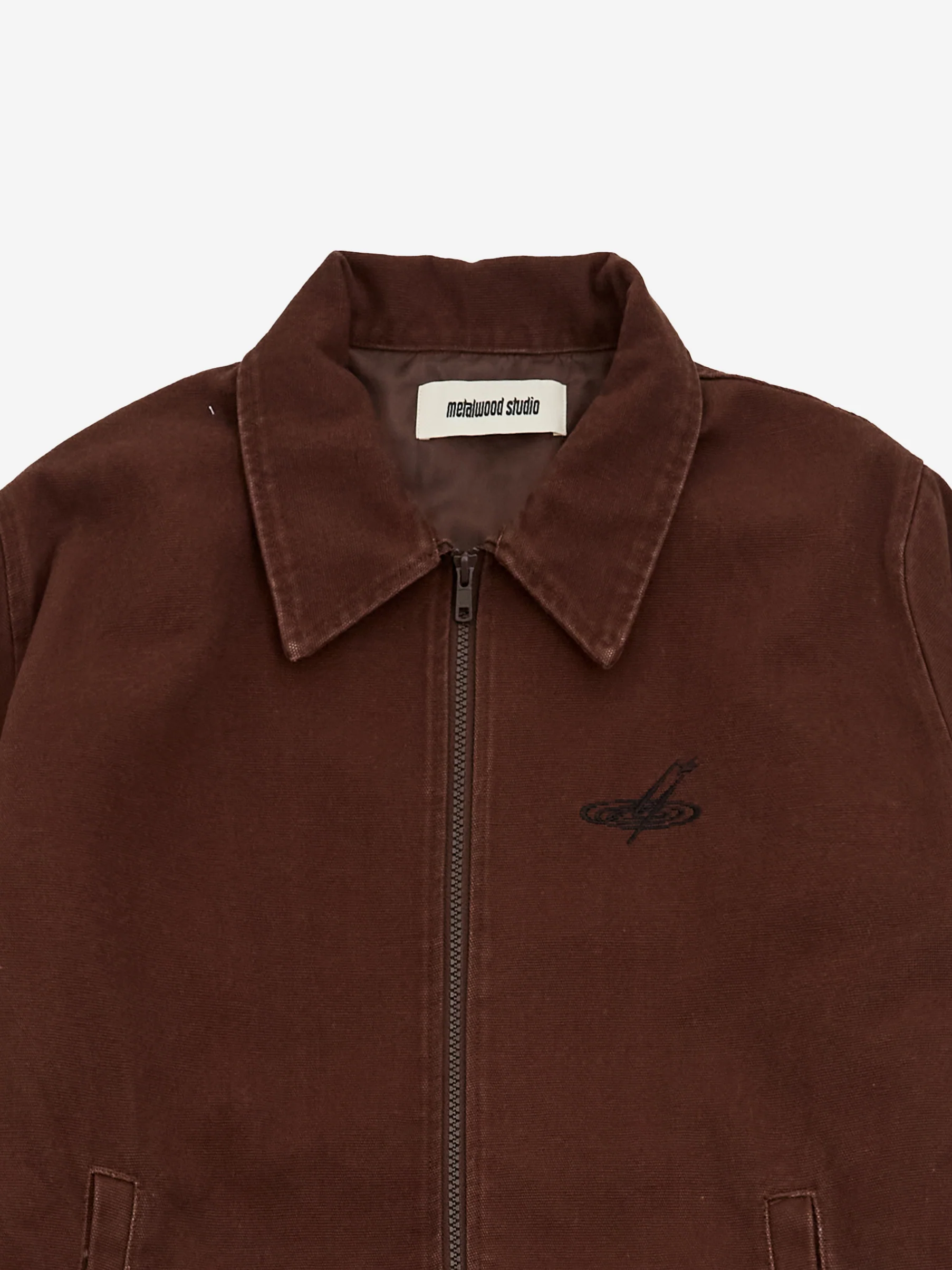 metalwood Cotton Canvas Zip Jacket - Chocolate - Image 3