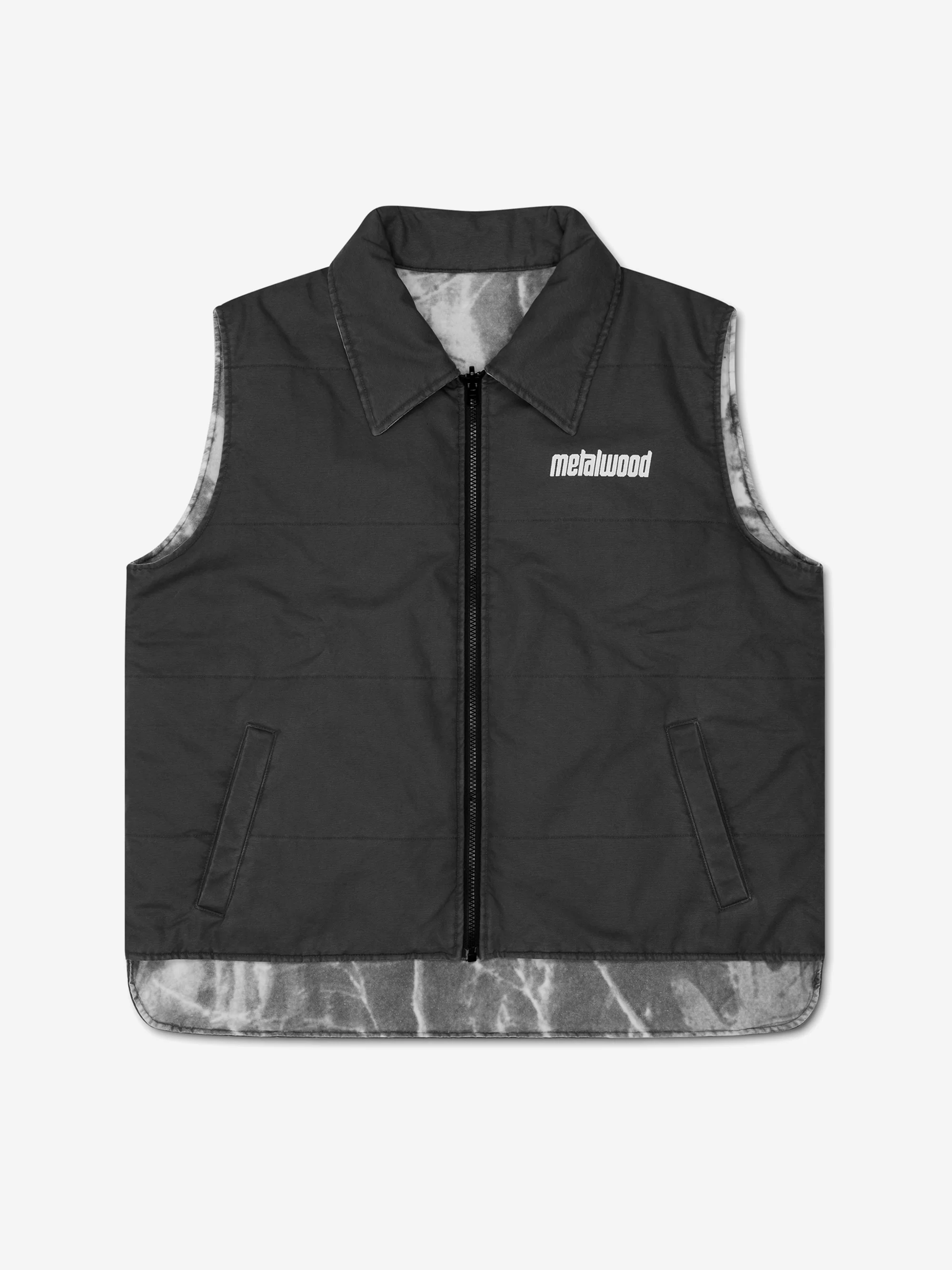 Metalwood Poly Filled Reversible Vest - Black