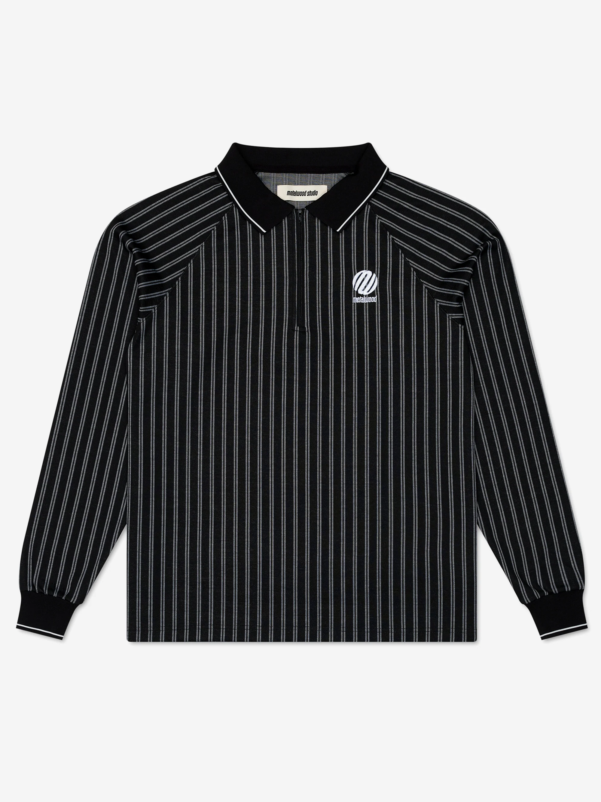 Metalwood Ribbed LS Polo 	- Black
