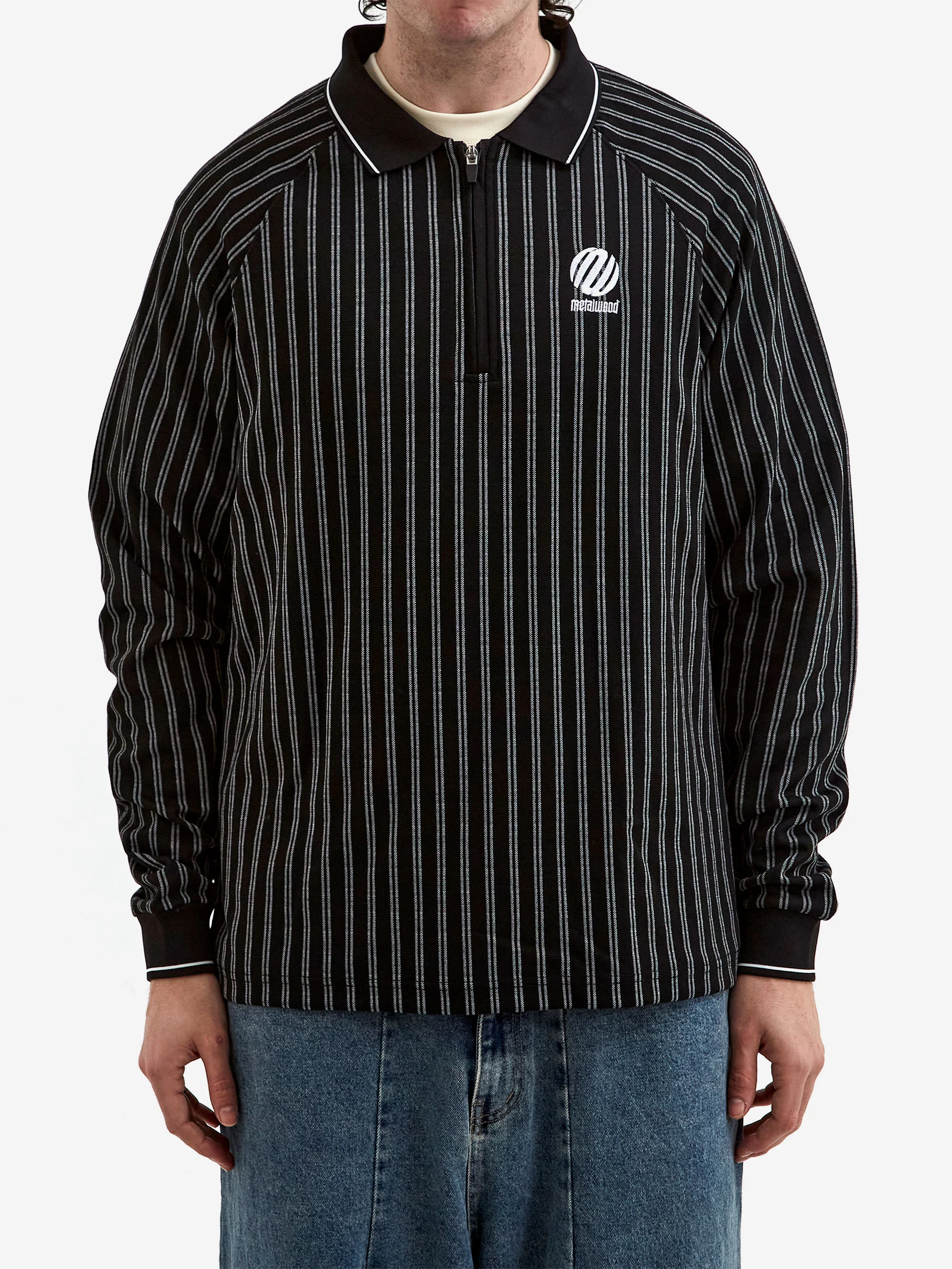 Metalwood Ribbed LS Polo 	- Black - Image 2