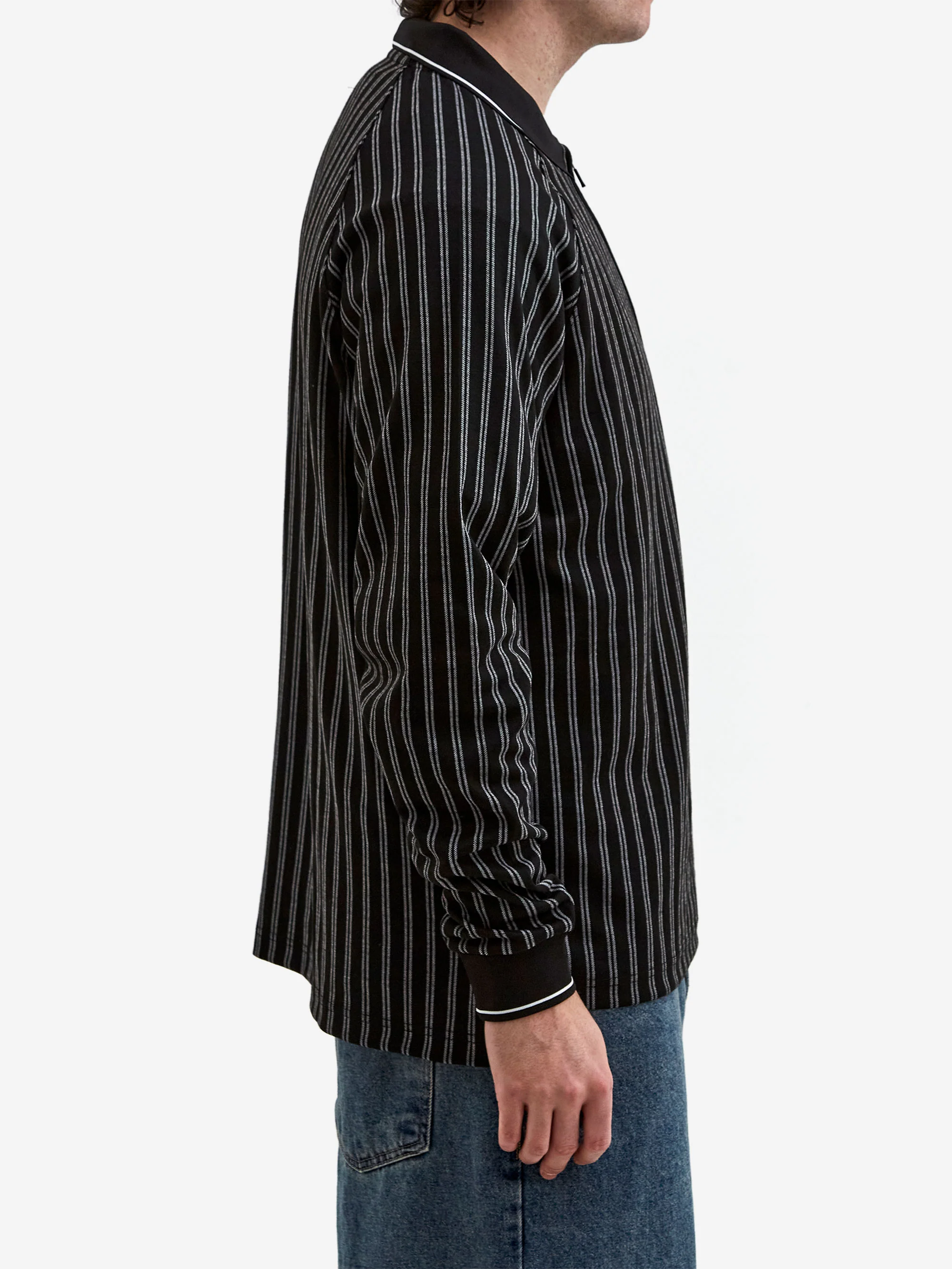Metalwood Ribbed LS Polo 	- Black - Image 5