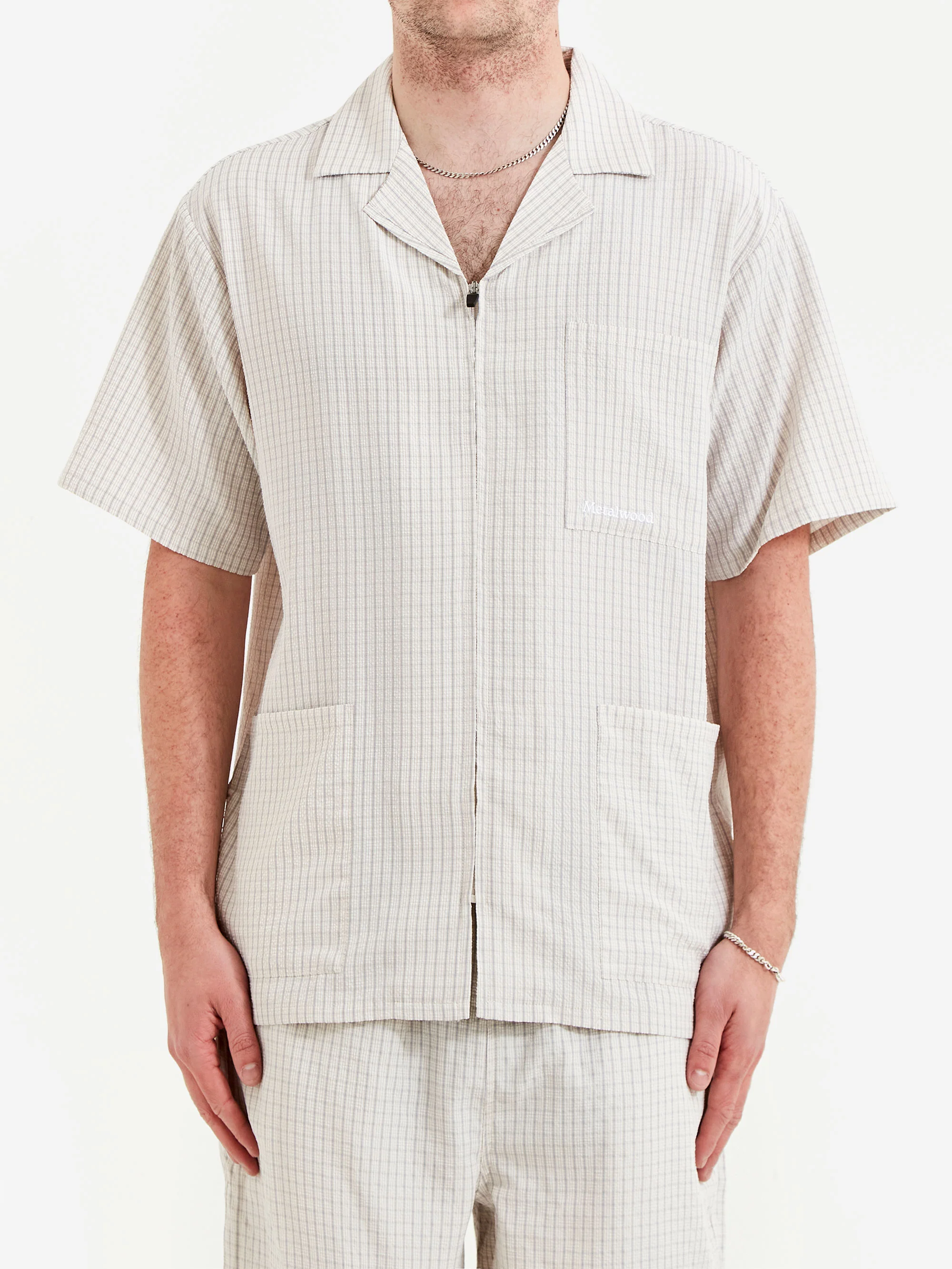 Metalwood Textured Caddie Shirt - Oat - Image 2
