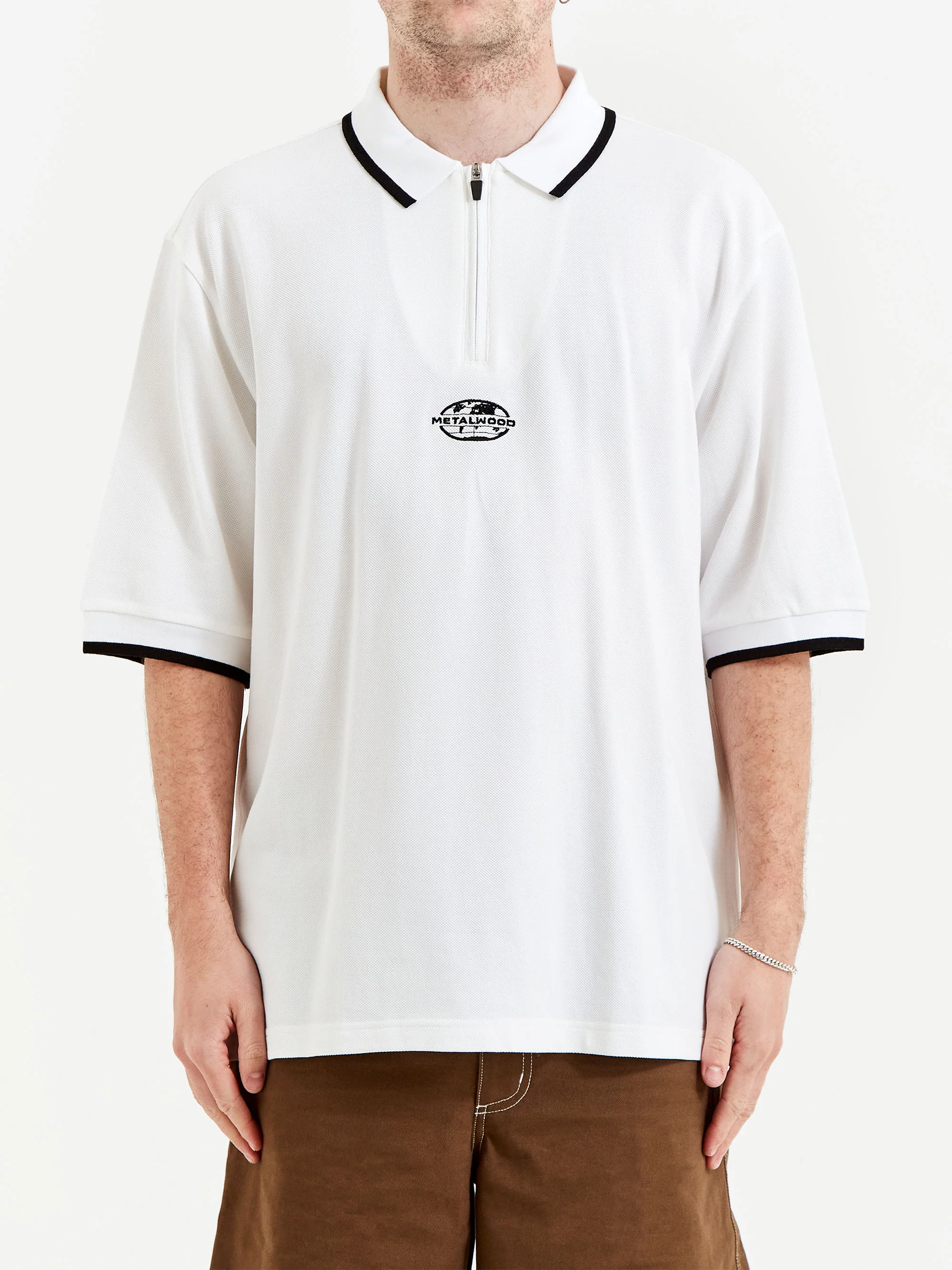 Metalwood World Class Zip Polo - White - Image 2