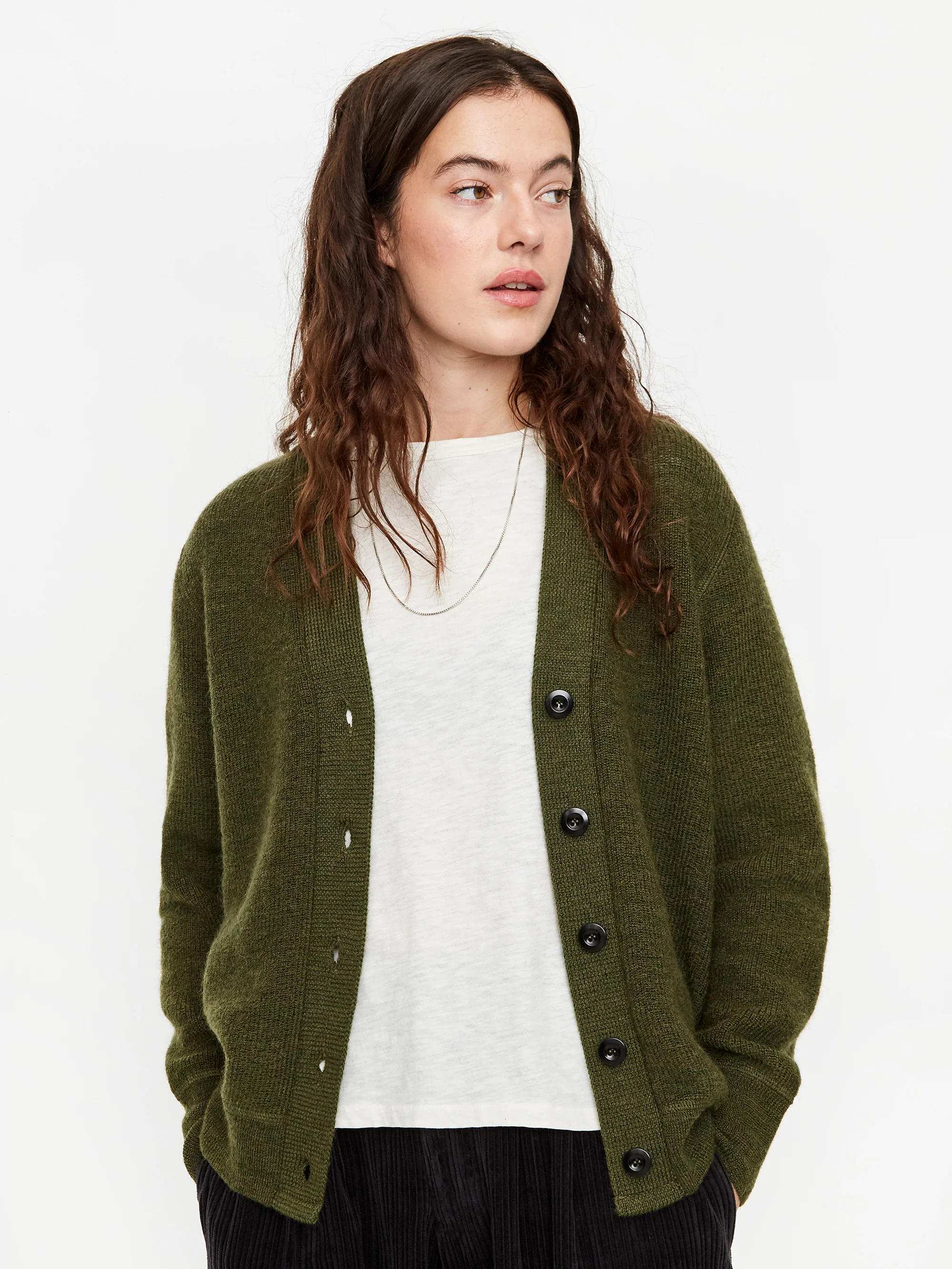 MHL. By Margaret Howell Flatlock Cardigan W - Dark Khaki