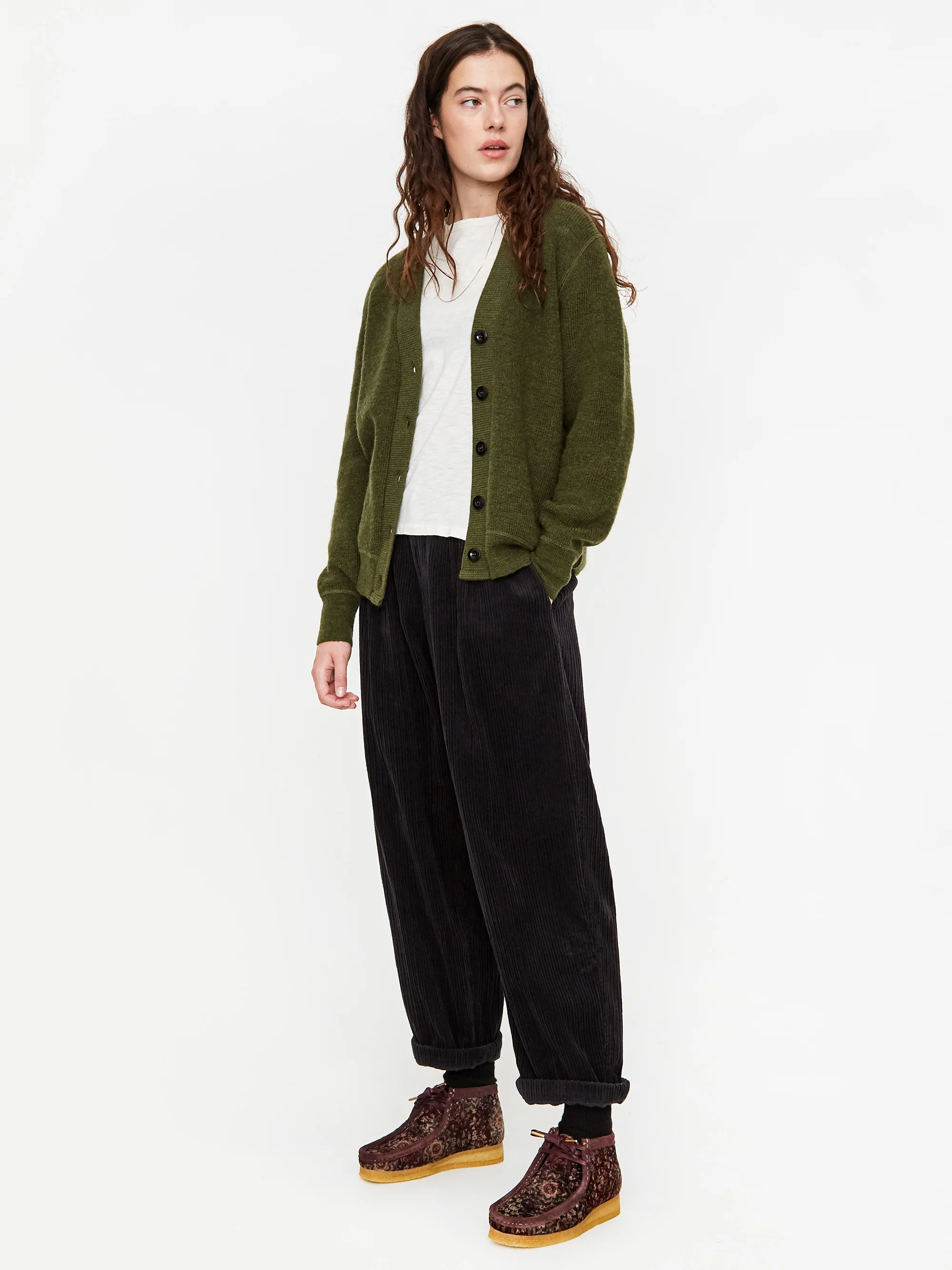 MHL. By Margaret Howell Flatlock Cardigan W - Dark Khaki - Image 3