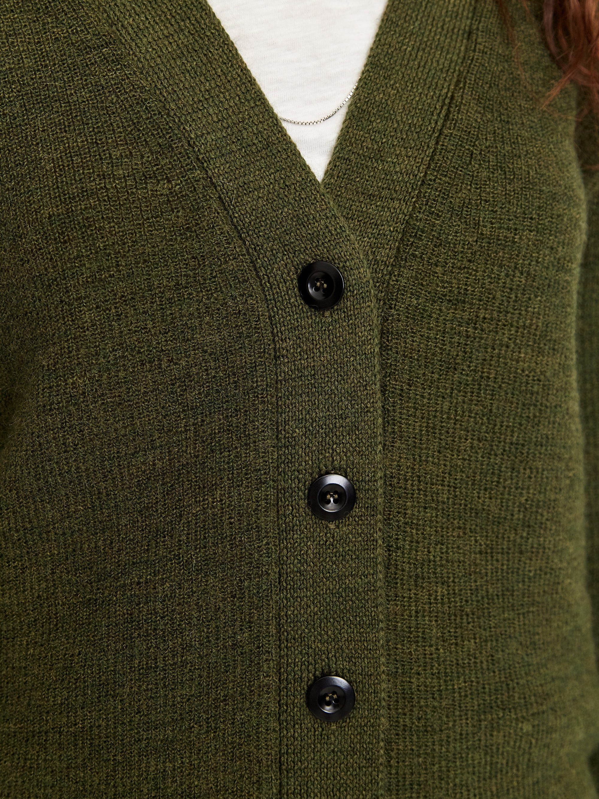 MHL. By Margaret Howell Flatlock Cardigan W - Dark Khaki - Image 5