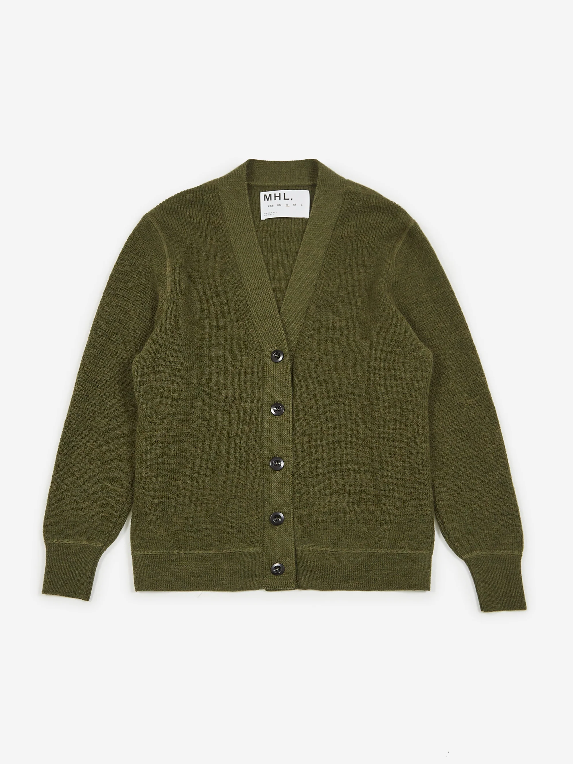 MHL. By Margaret Howell Flatlock Cardigan W - Dark Khaki - Image 8