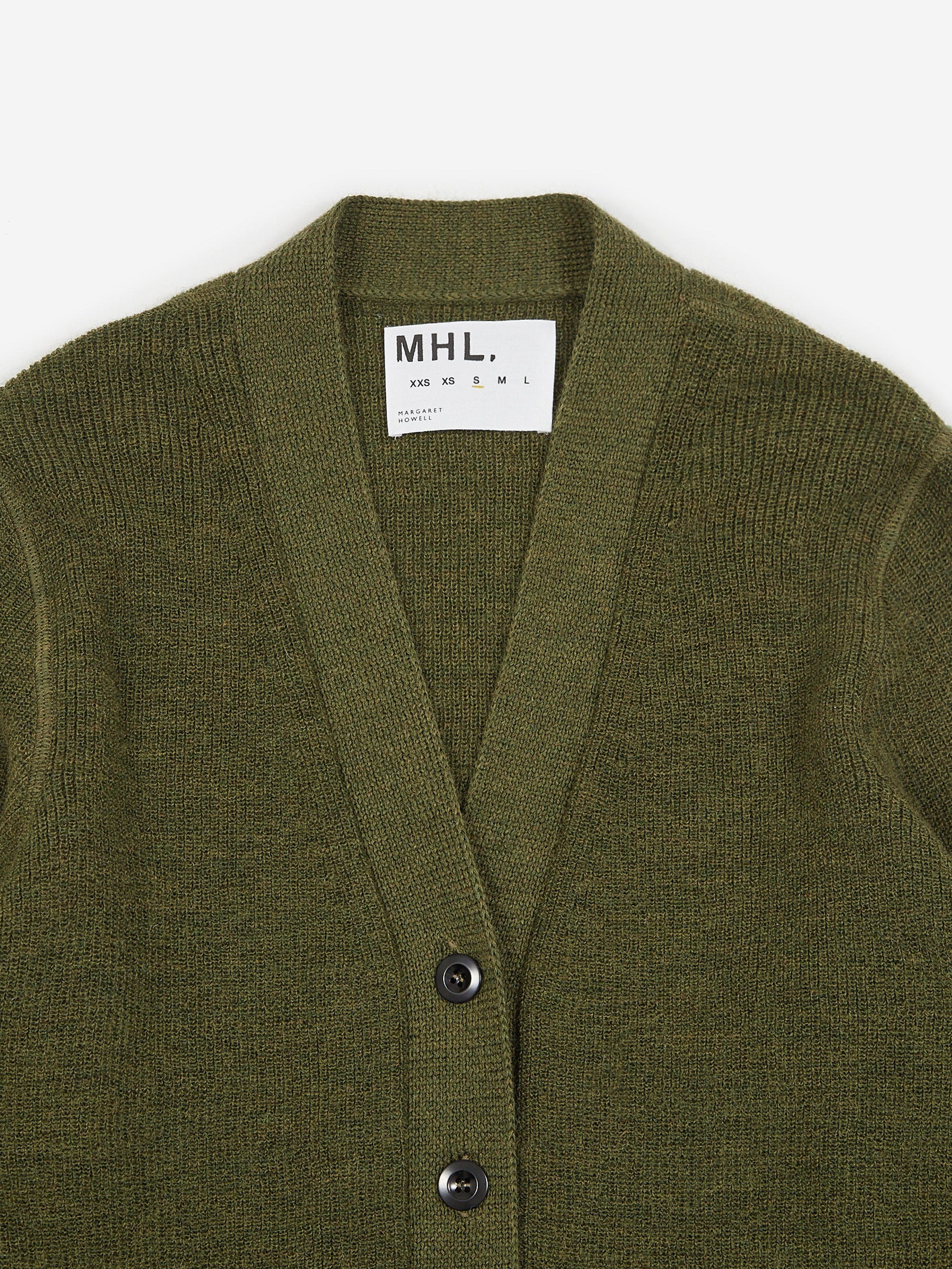 MHL. By Margaret Howell Flatlock Cardigan W - Dark Khaki - Image 9