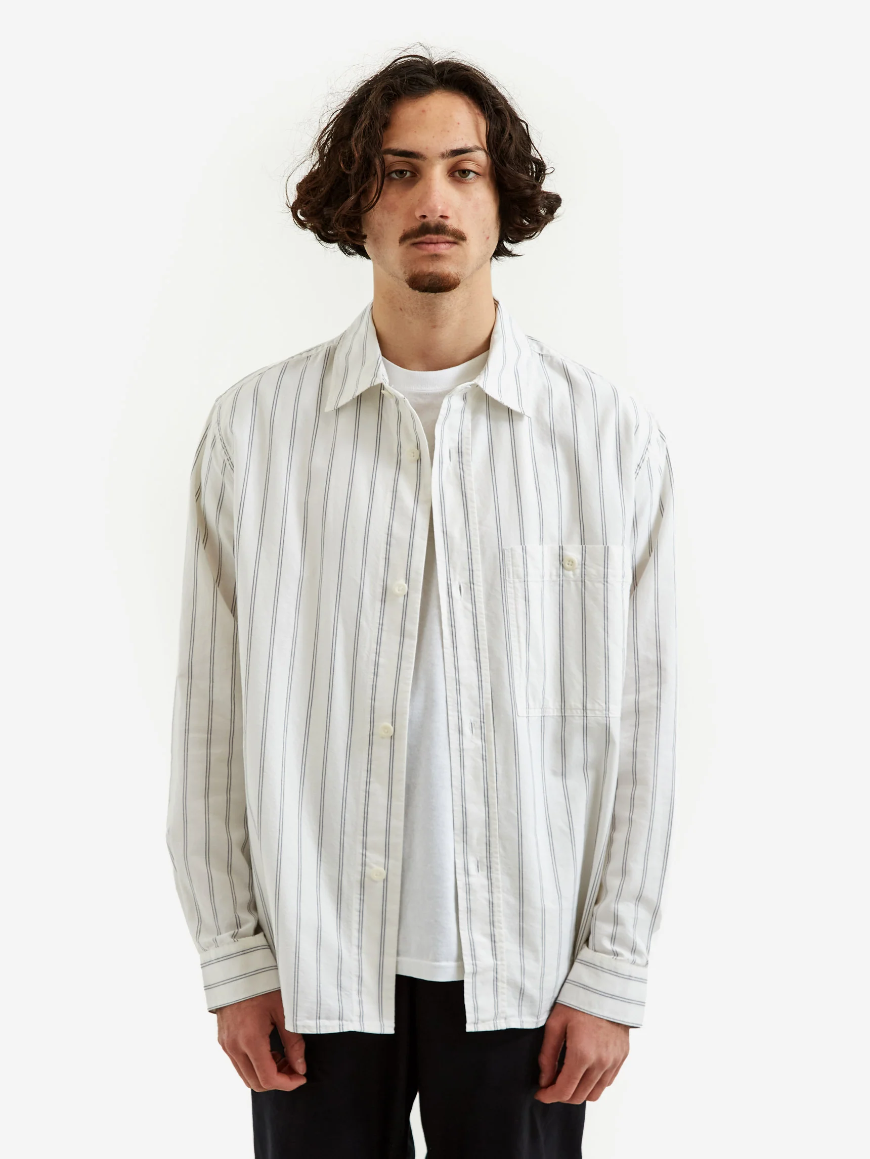 MHL. By Margaret Howell Overall Shirt - Off White/Grey - Image 6
