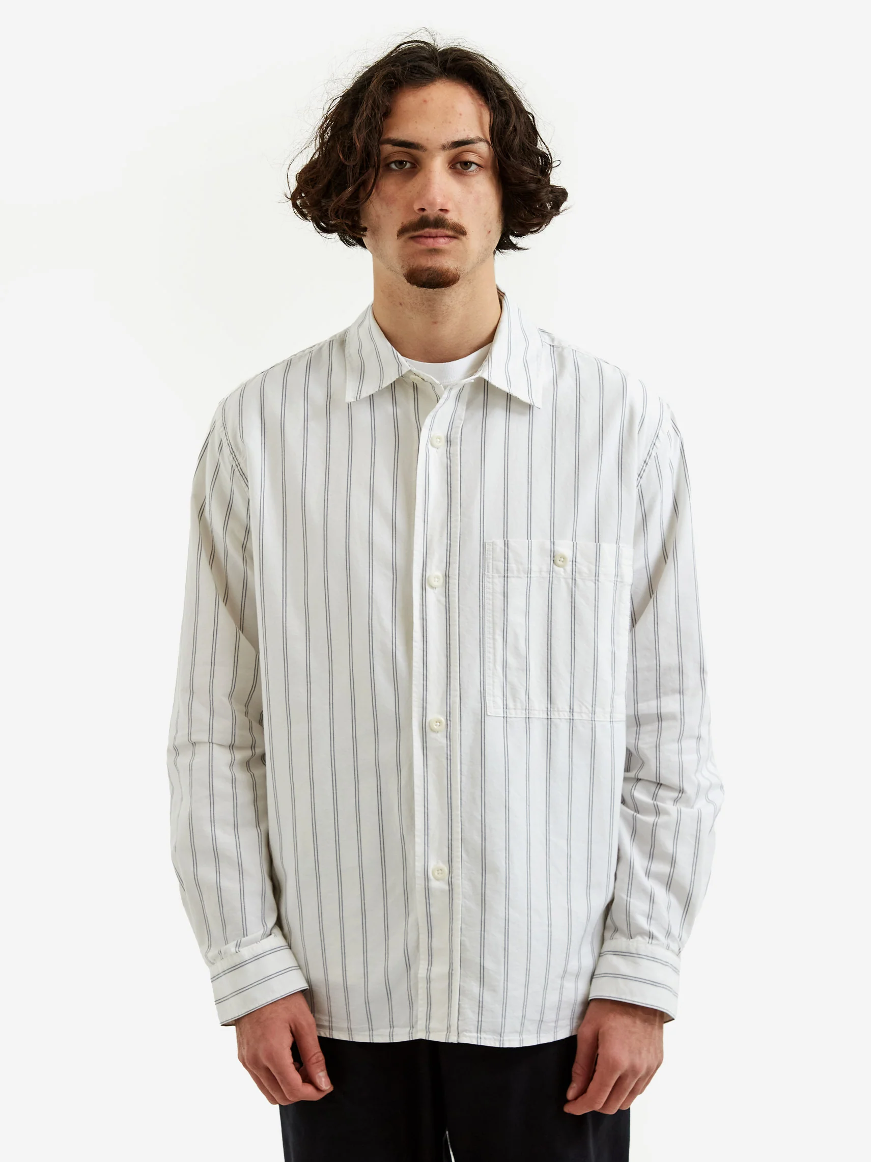 MHL. By Margaret Howell Overall Shirt - Off White/Grey - Image 8
