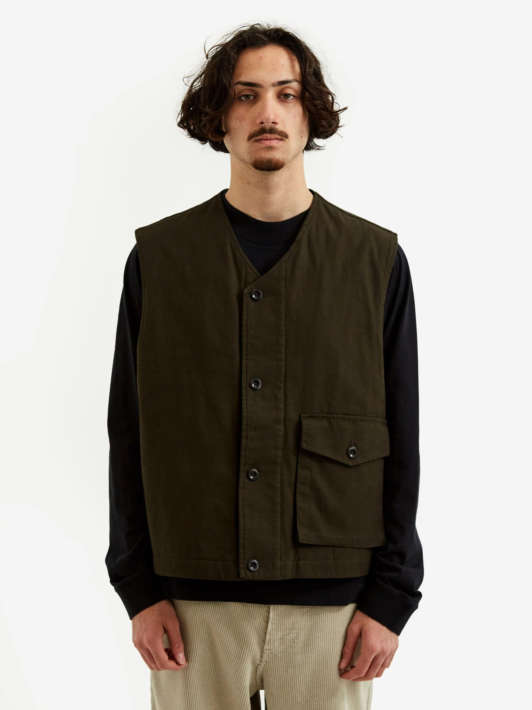 MHL. By Margaret Howell Single Pocket Jerkin - Cedar - Image 2