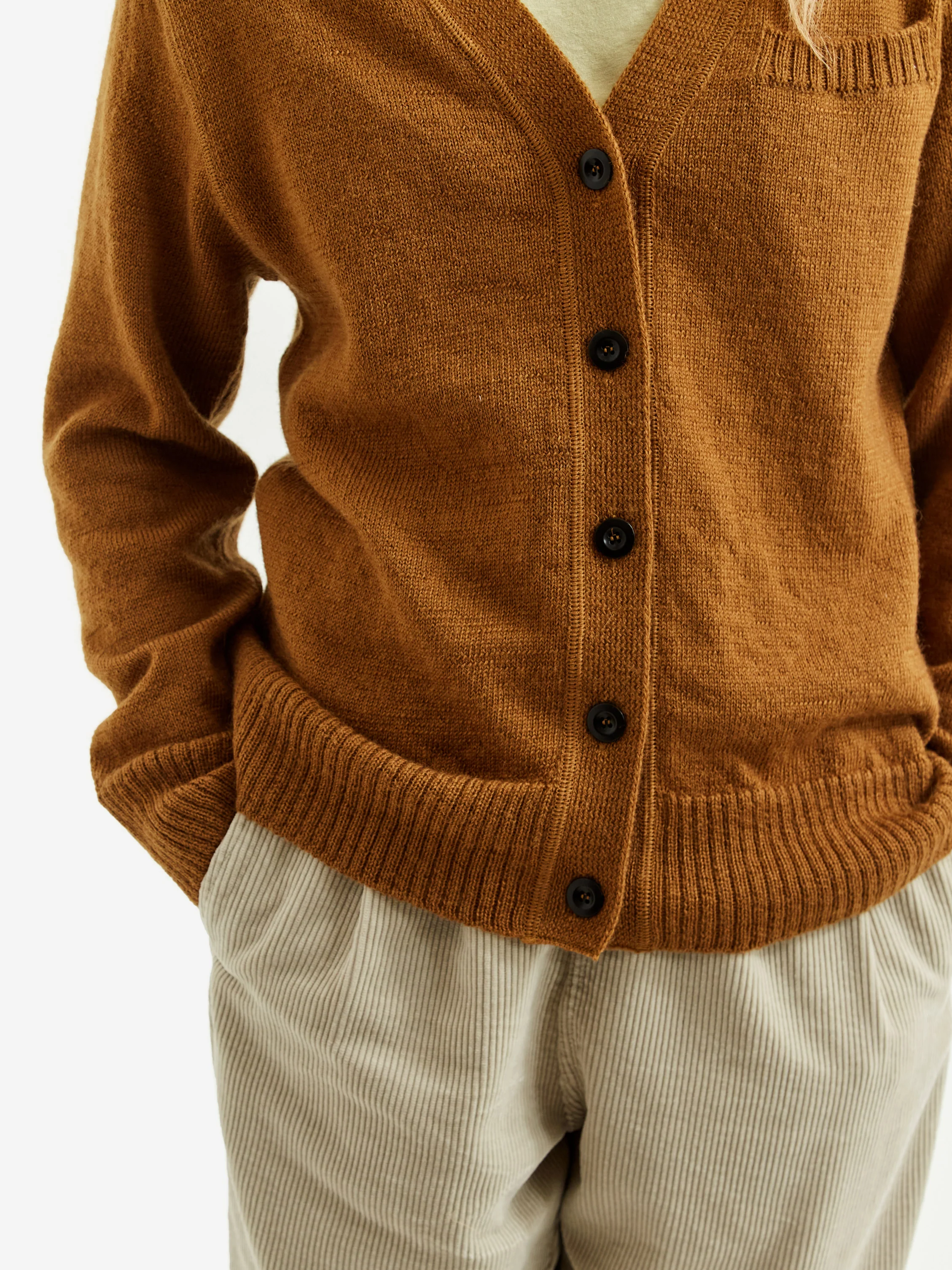 MHL. By Margaret Howell Welt Pocket Cardigan - Ochre - Image 3