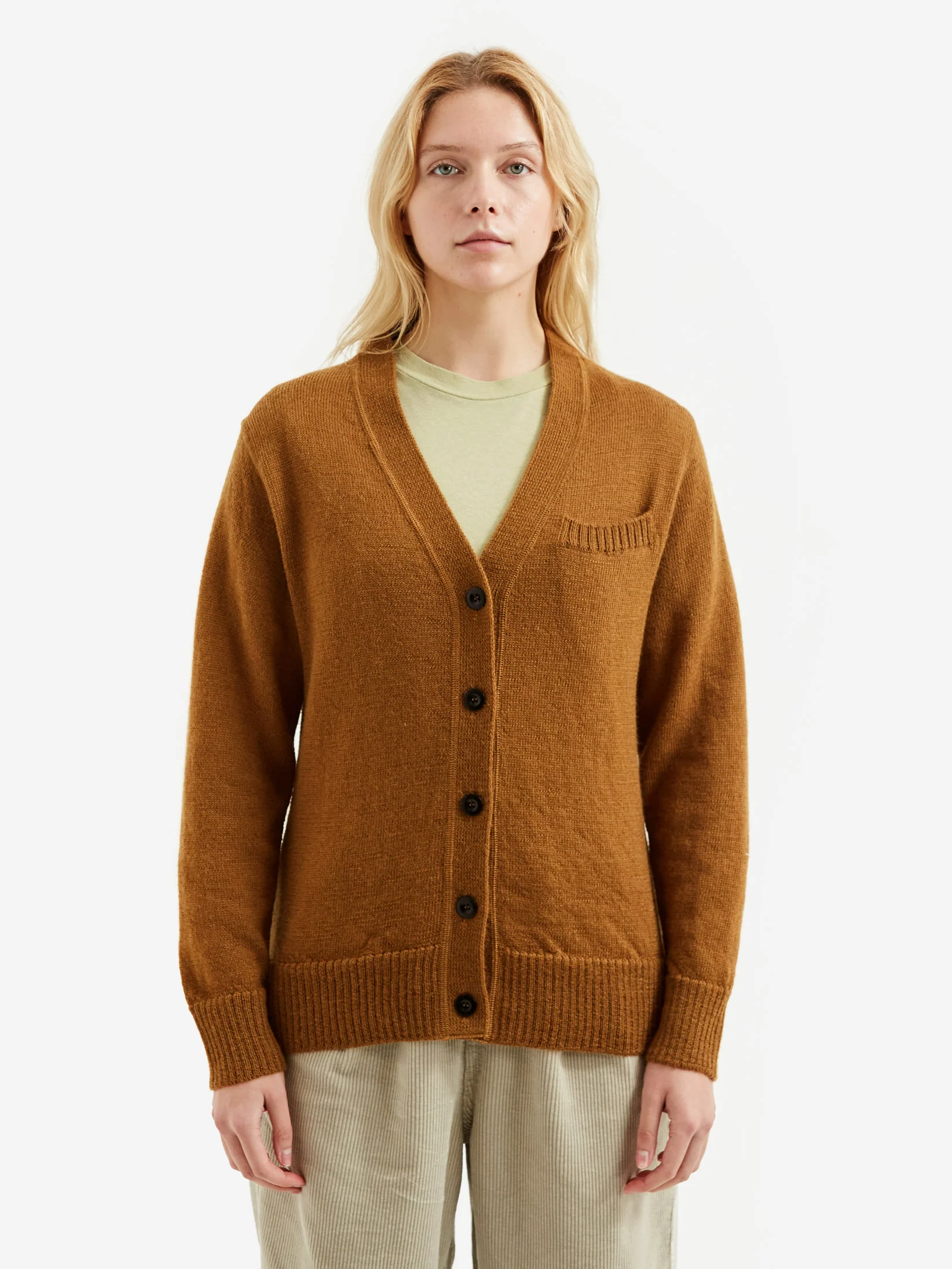 MHL. By Margaret Howell Welt Pocket Cardigan - Ochre - Image 4