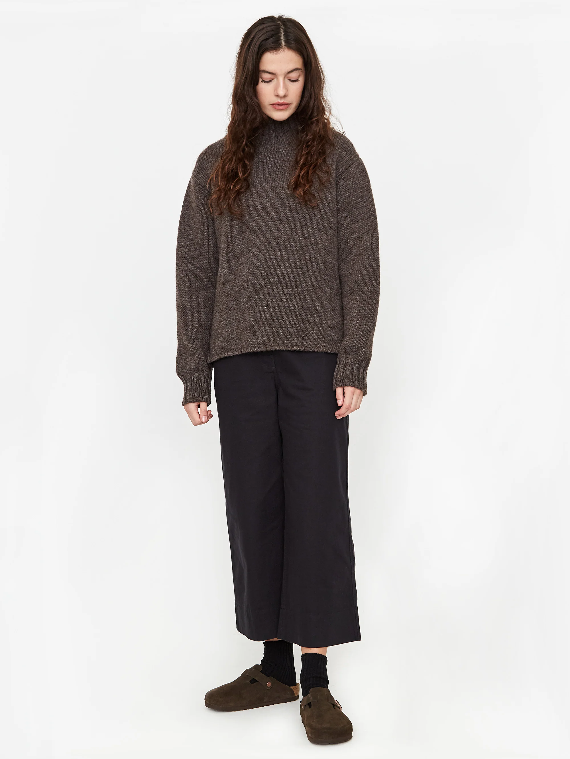 MHL. By Margaret Howell Wide Neck Jumper - Dark Natural - Image 3