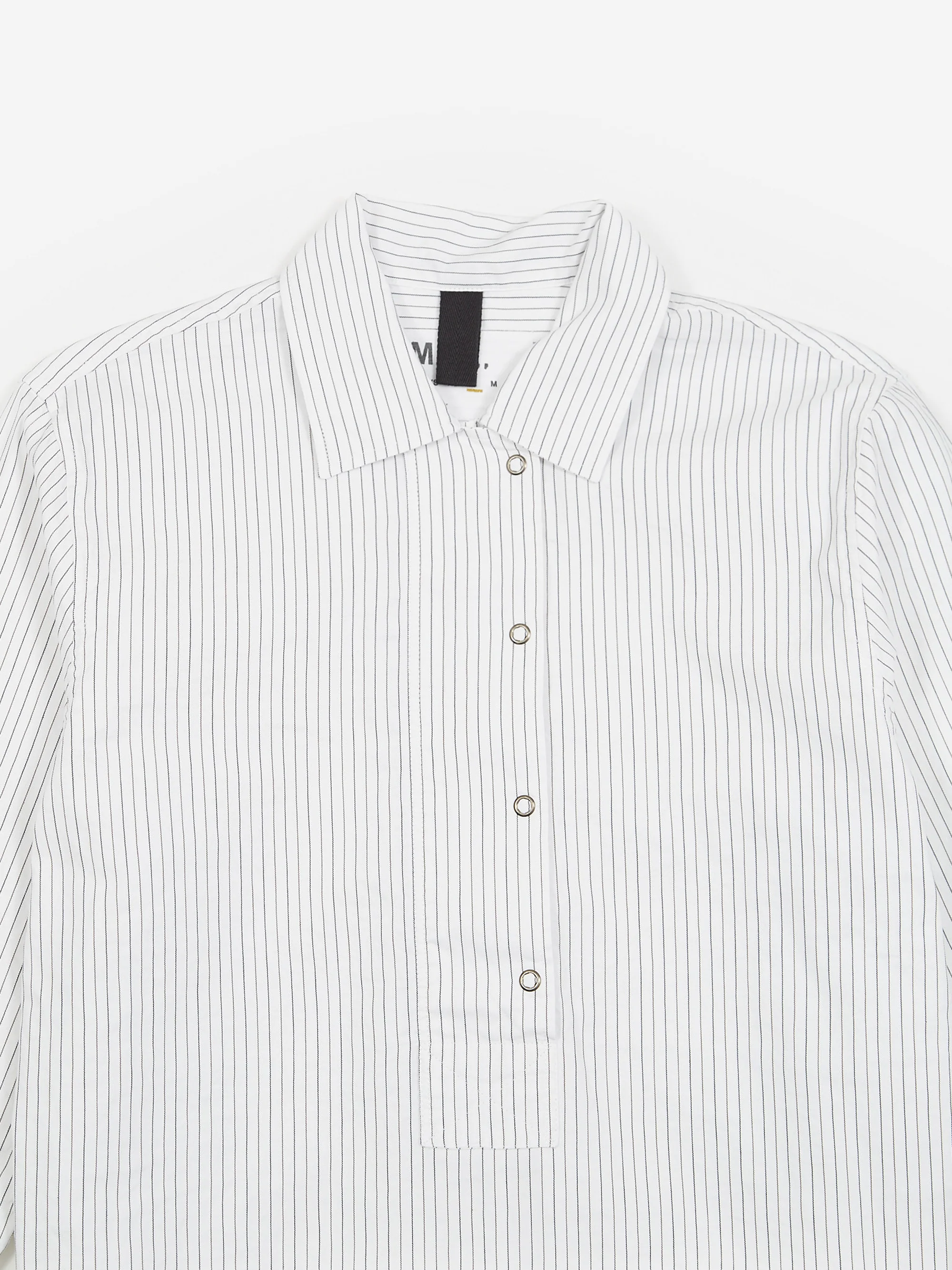 MHL. By Margaret Howell Wide Placket Longsleeve Shirt - White/Black Rust - Image 10