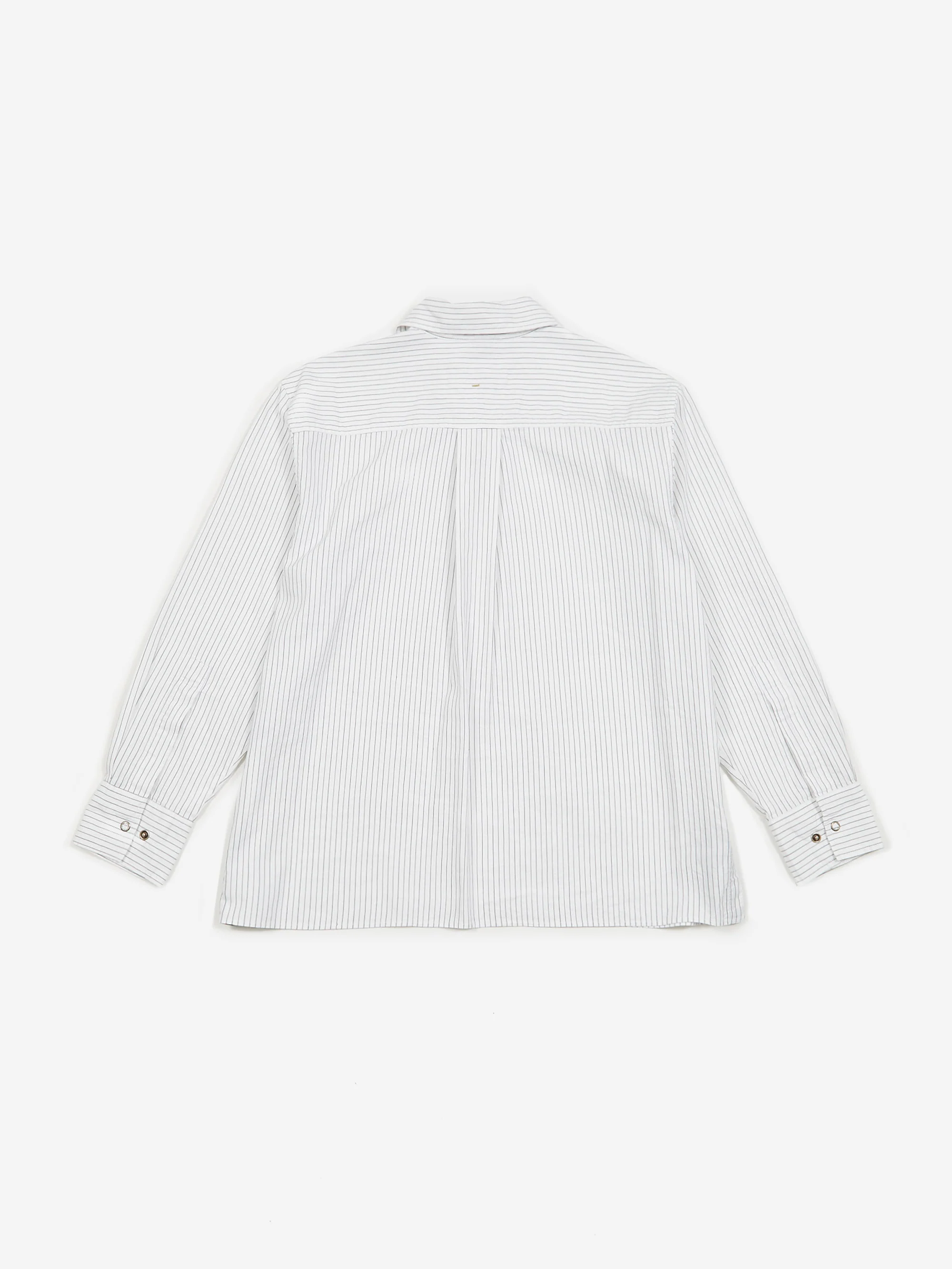 MHL. By Margaret Howell Wide Placket Longsleeve Shirt - White/Black Rust - Image 11