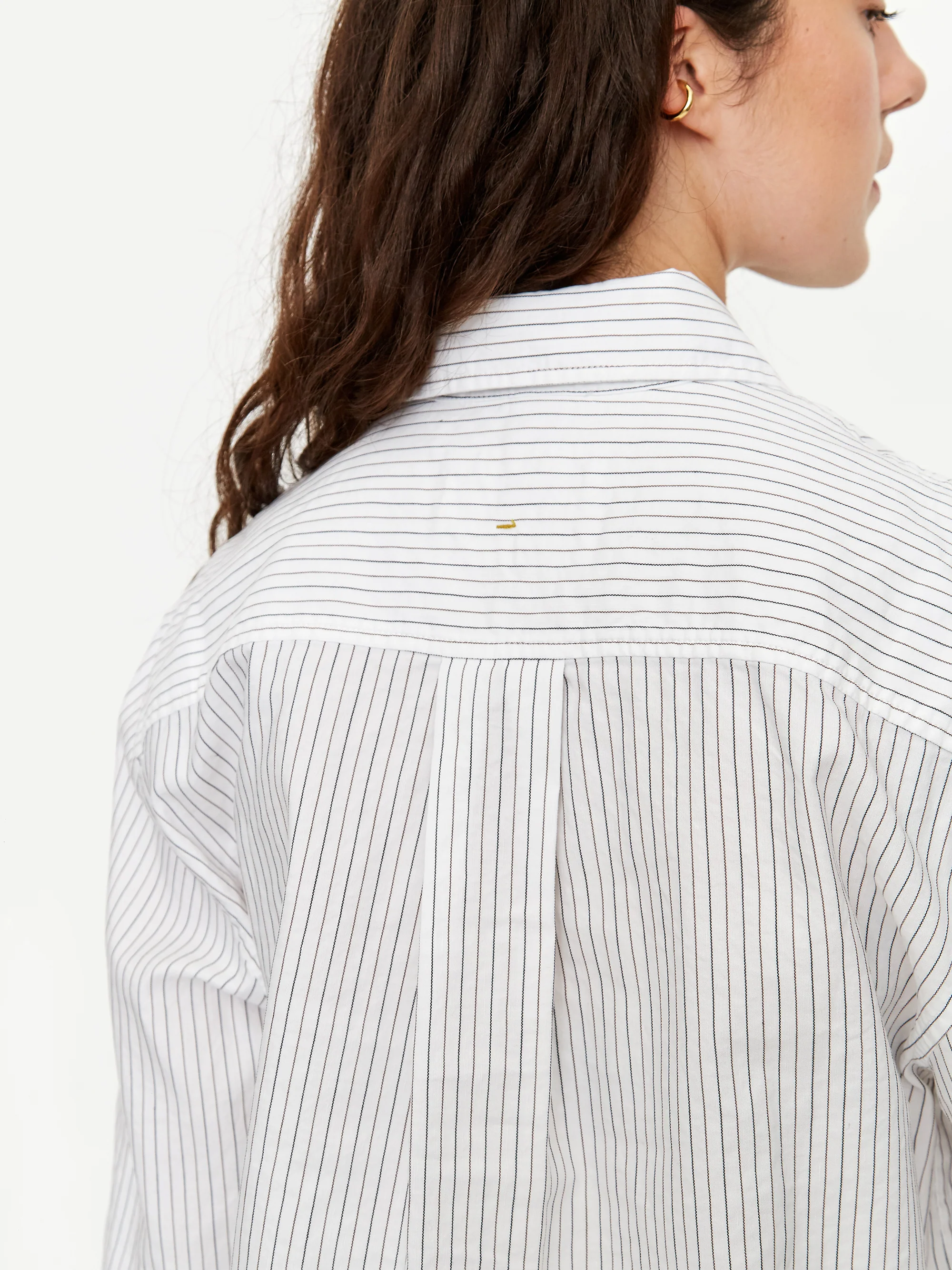 MHL. By Margaret Howell Wide Placket Longsleeve Shirt - White/Black Rust - Image 7