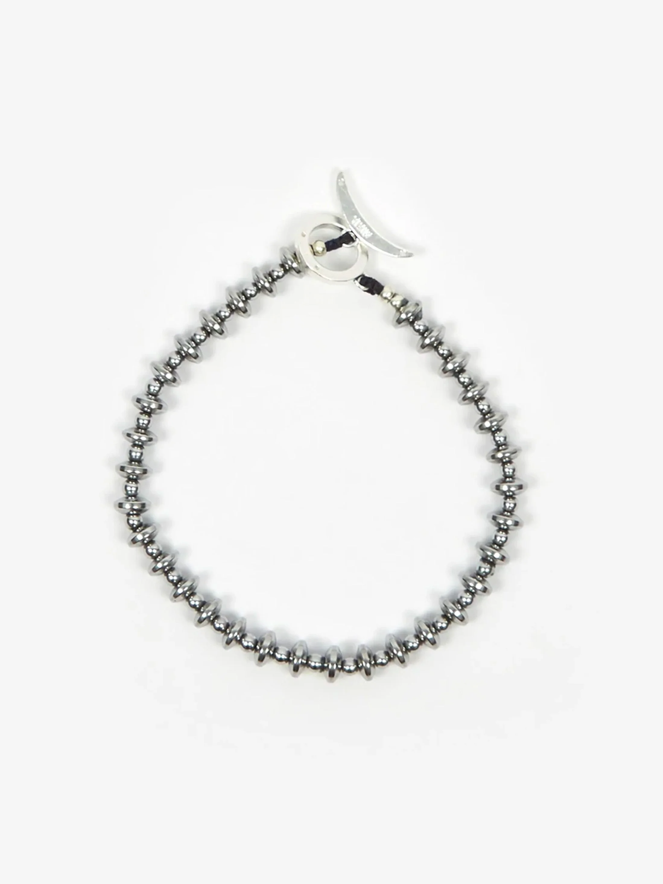 Mikia Hematite Roundel Stone Bracelet - Hematite