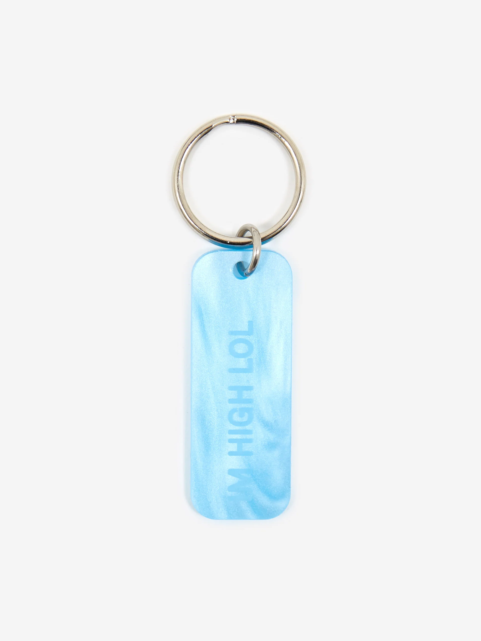 Mister Green “IM HIGH LOL/MISTER GREEN” Keytag 2 Sided Keychain - Cloud Marble