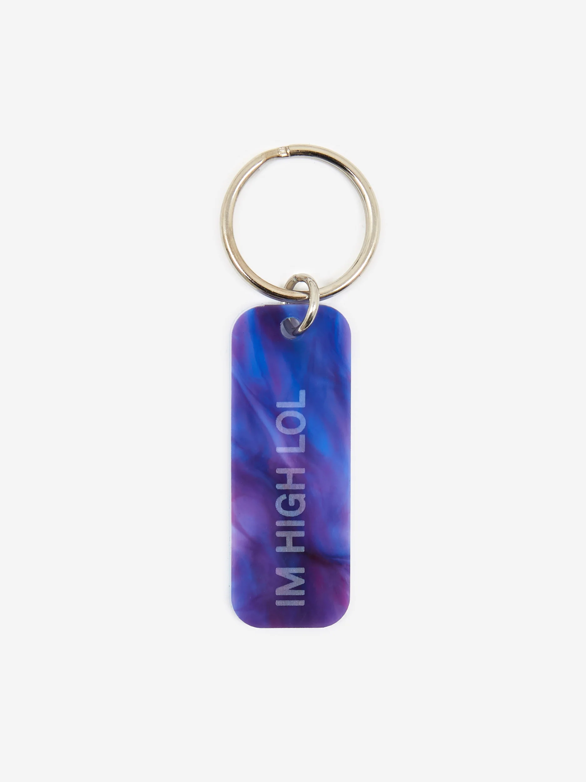 Mister Green “IM HIGH LOL/MISTER GREEN” Keytag 2 Sided Keychain - Purple Marble - Image 2
