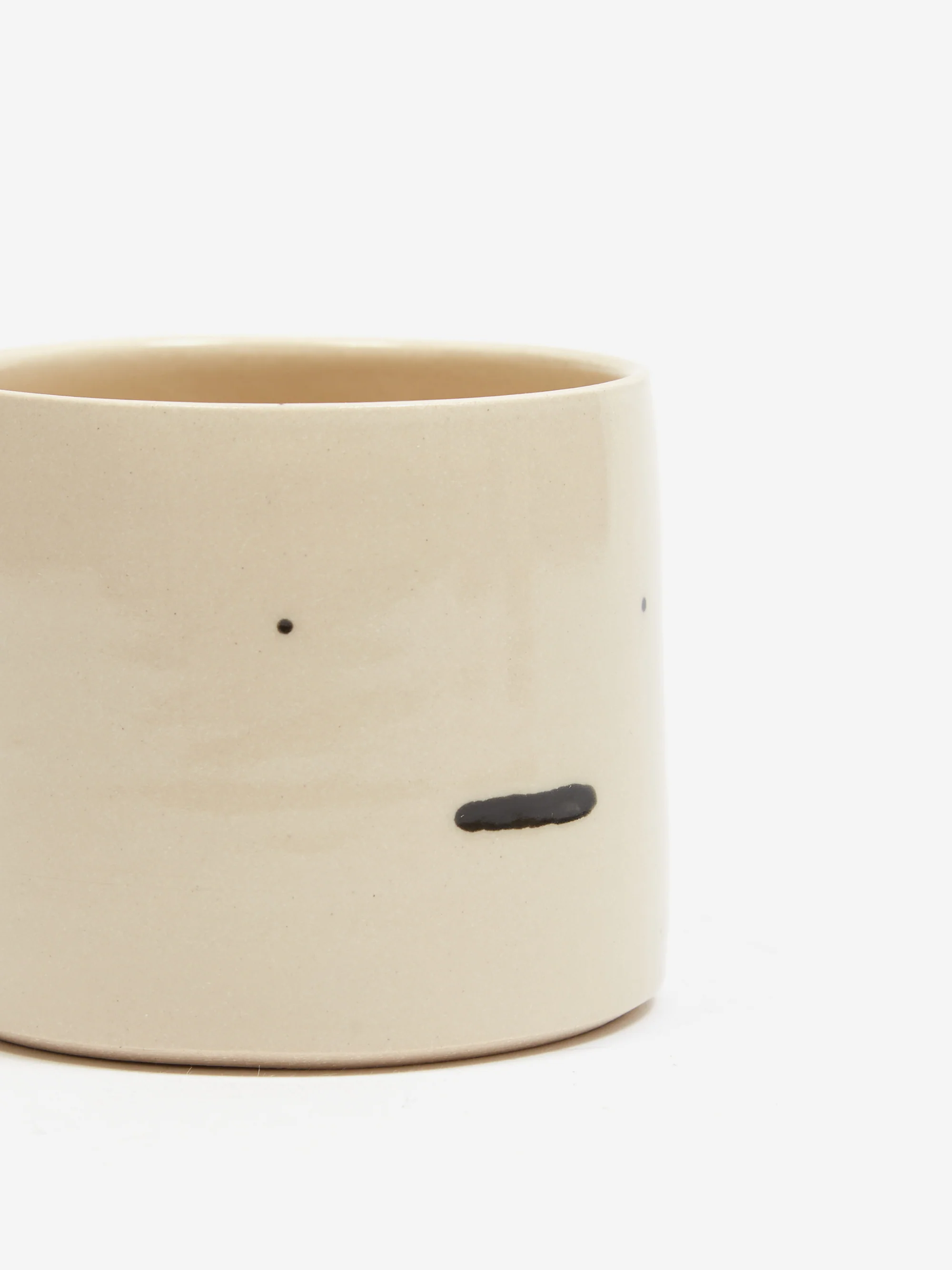 Modern Pottery Shop Flat White Cup Meh Face Design - White - Image 2