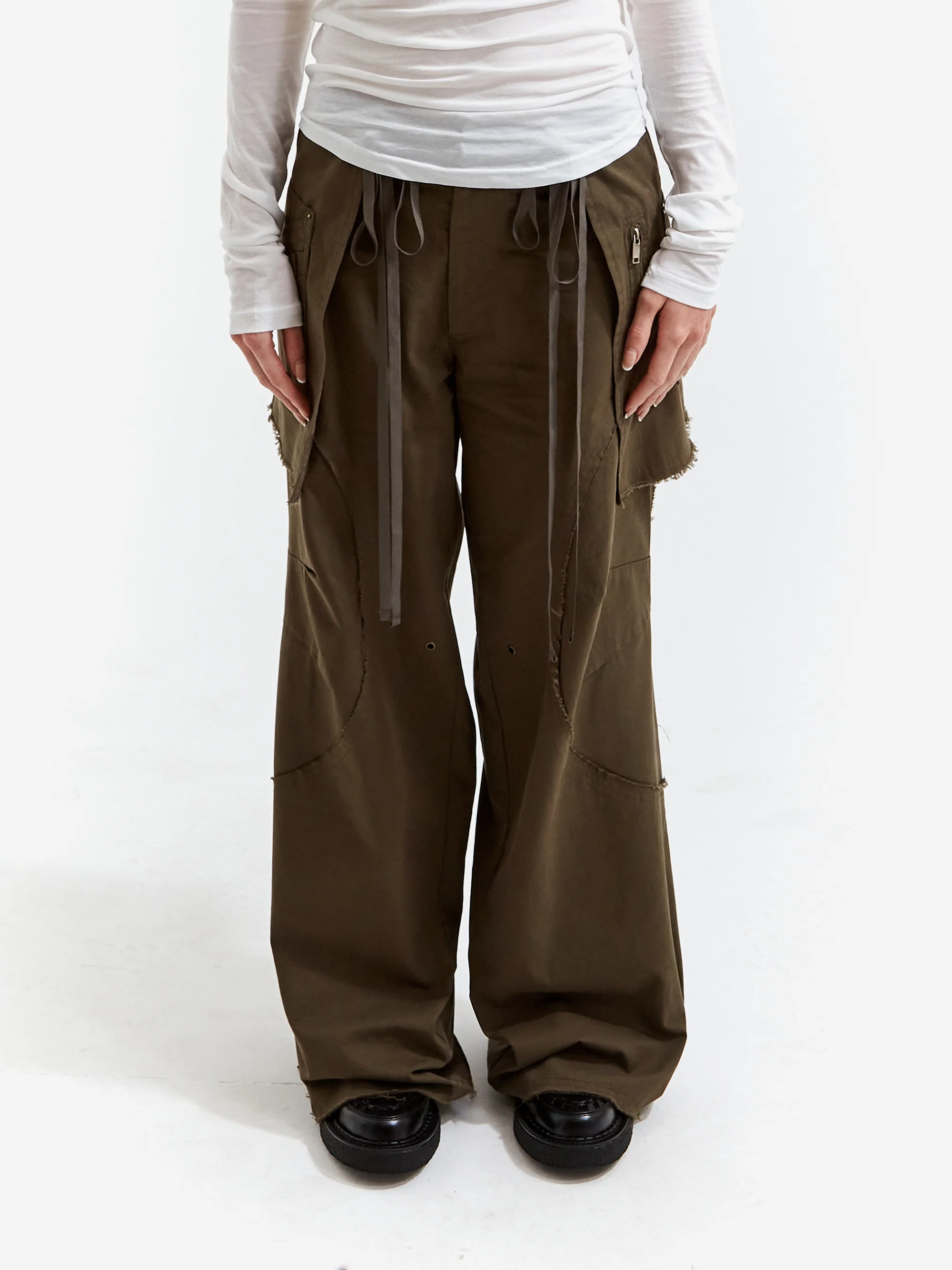 NACHE 2-Piece Pocket Skirt Pants - Khaki