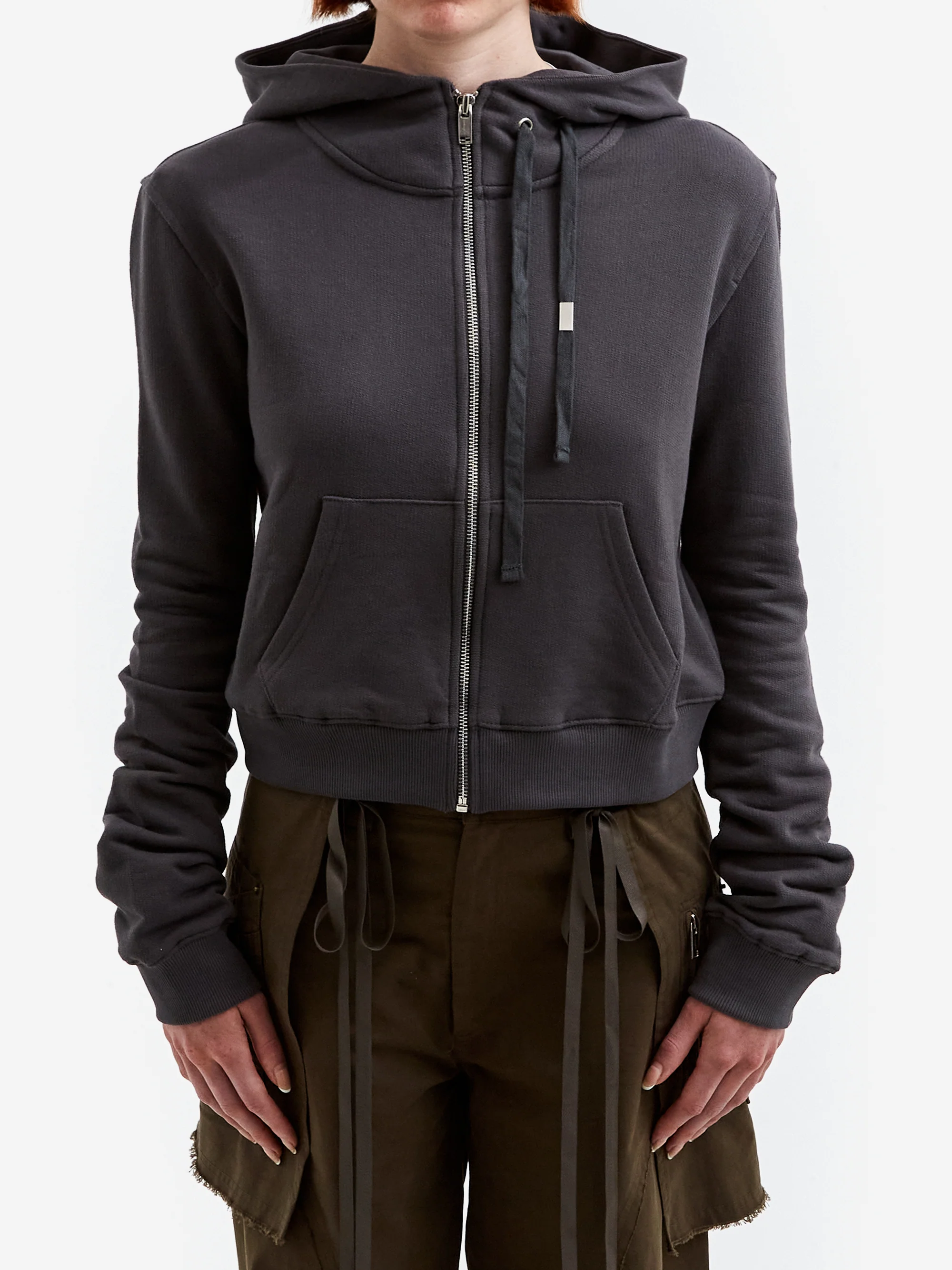 NACHE Cropped Zip Up Hoodie - Charcoal