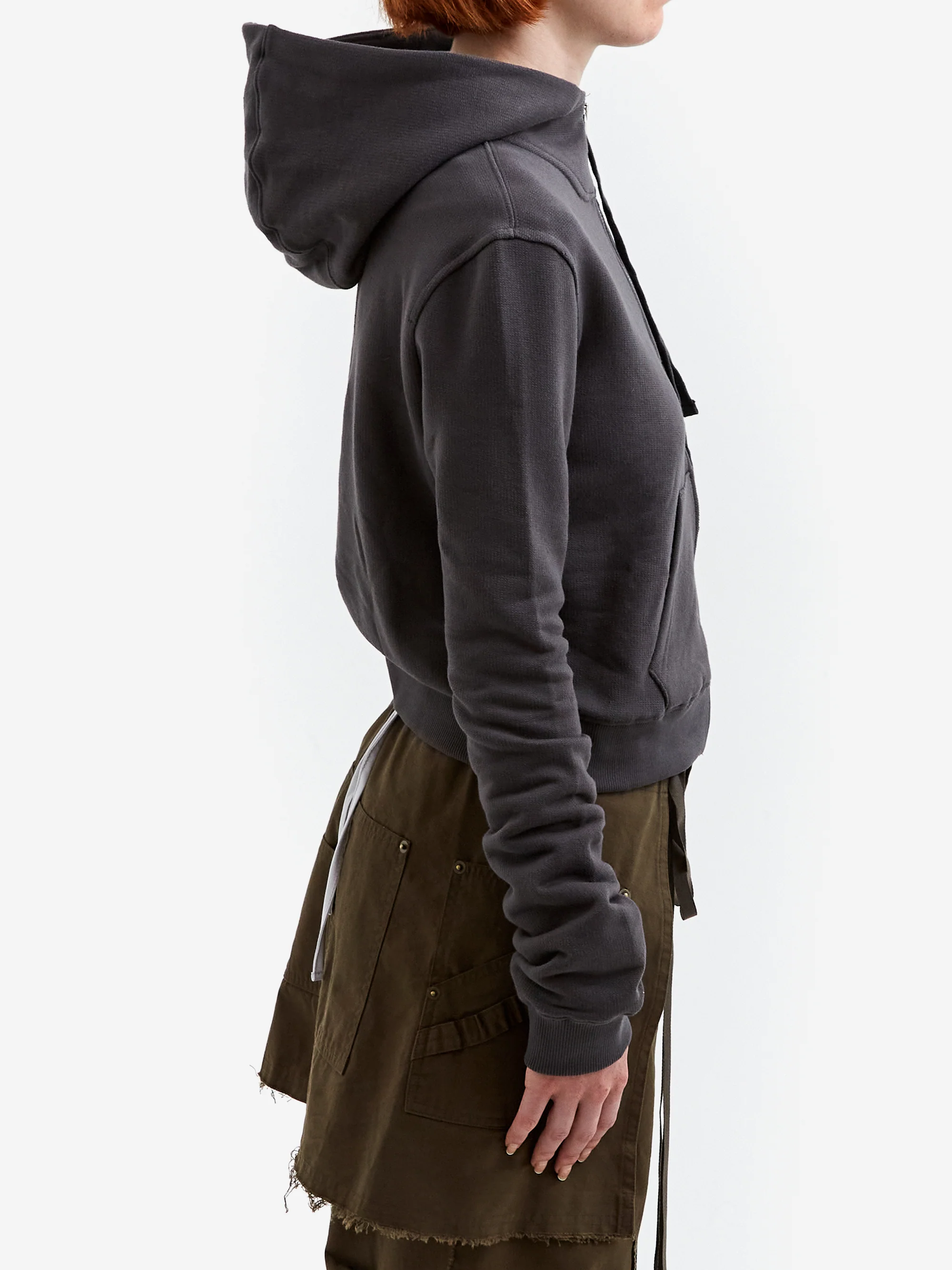 NACHE Cropped Zip Up Hoodie - Charcoal - Image 3