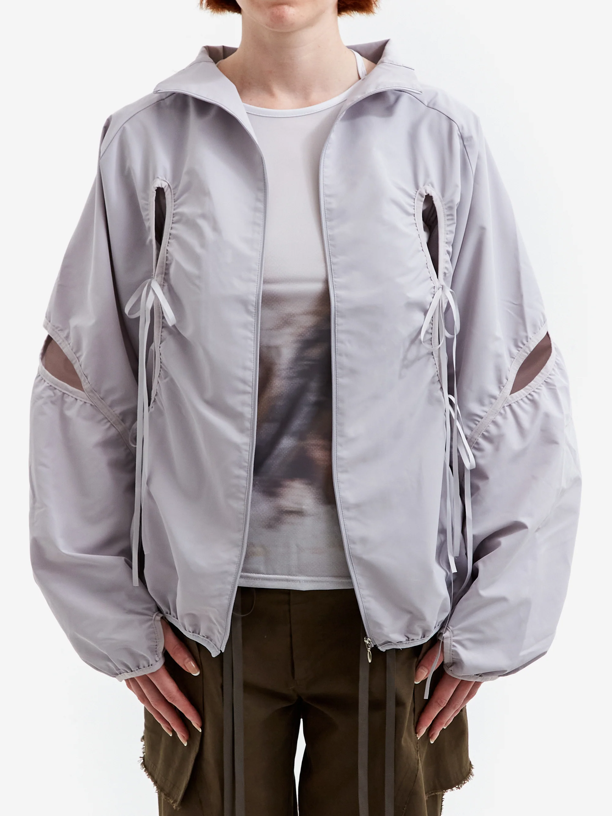 NACHE Cutout Windbreaker - Light Grey - Image 2