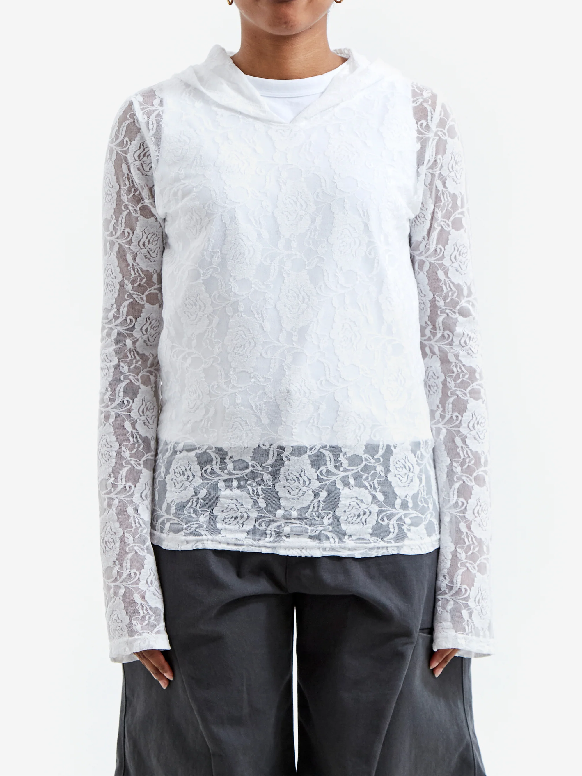 NACHE Lace Hoodie Shirt - Ivory