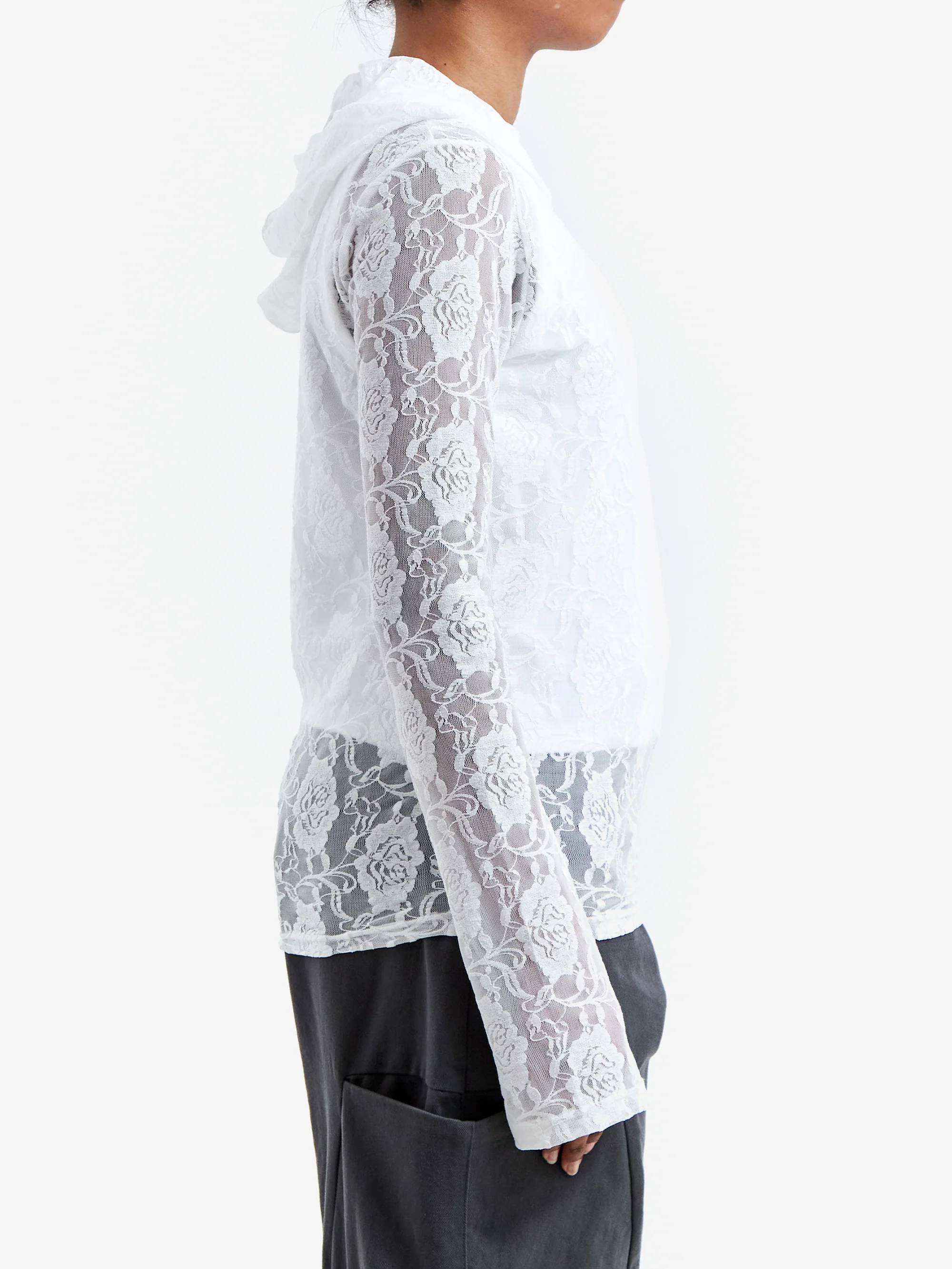 NACHE Lace Hoodie Shirt - Ivory - Image 2
