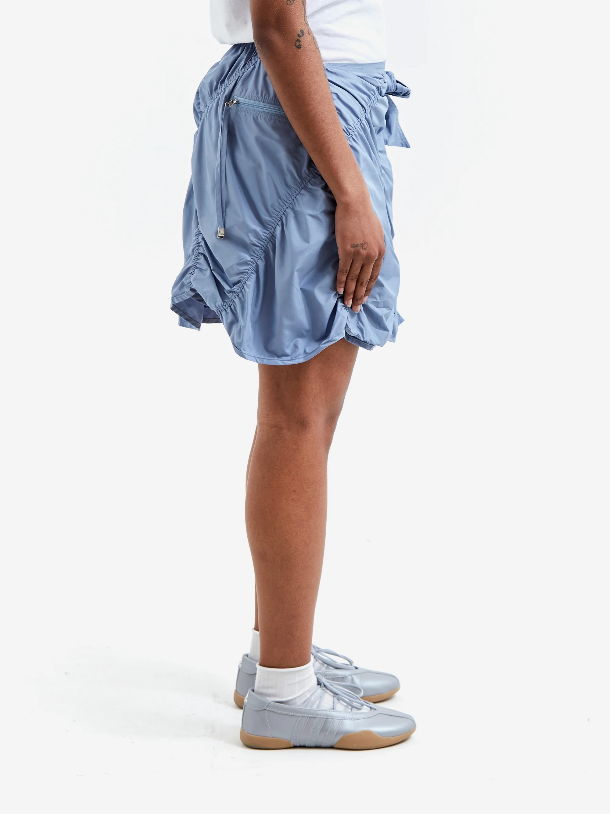 NACHE Puckering Tie Skirt - Blue Gray - Image 2