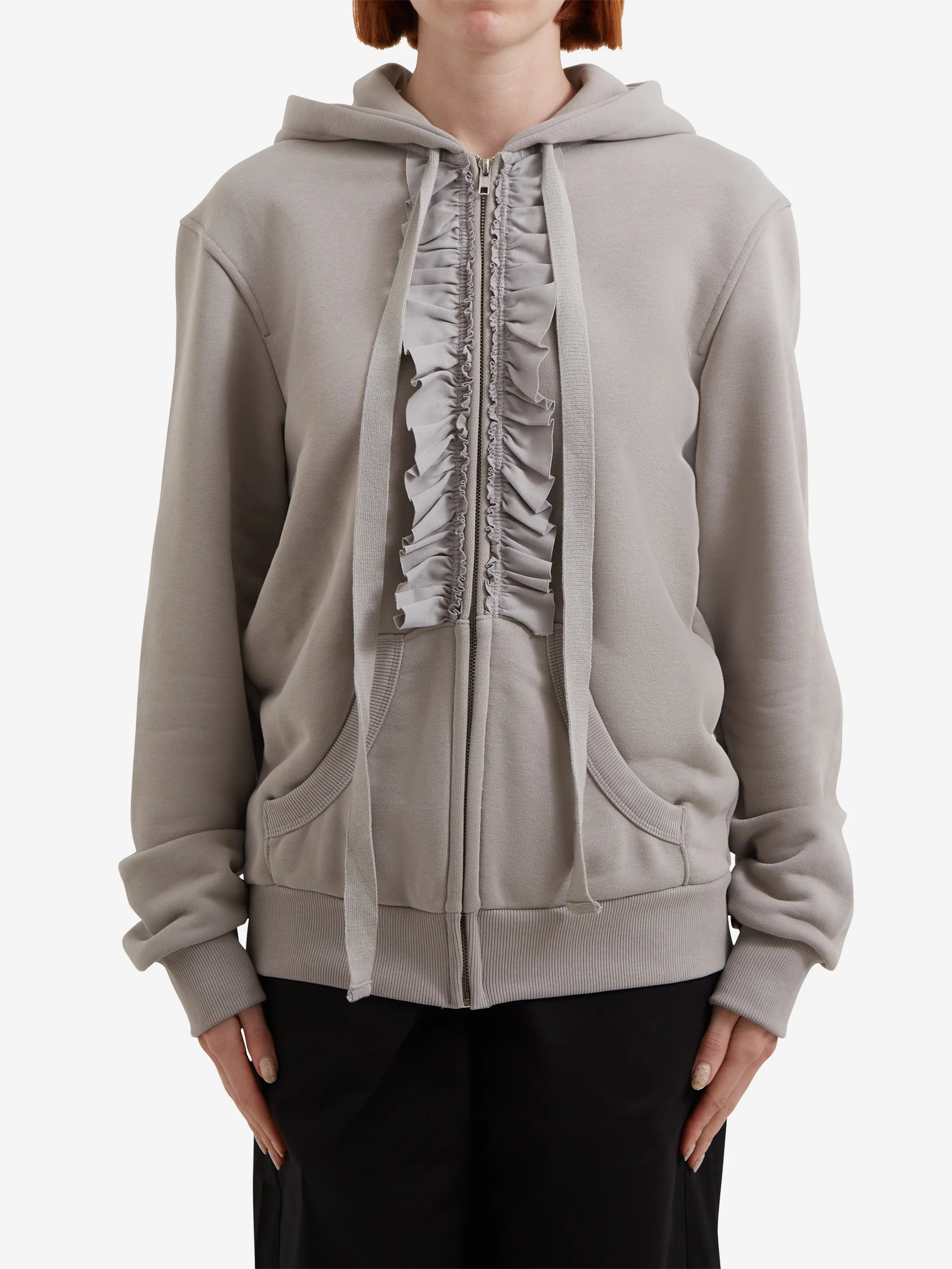 NACHE Ruffle Zip Up Hoodie - Grey