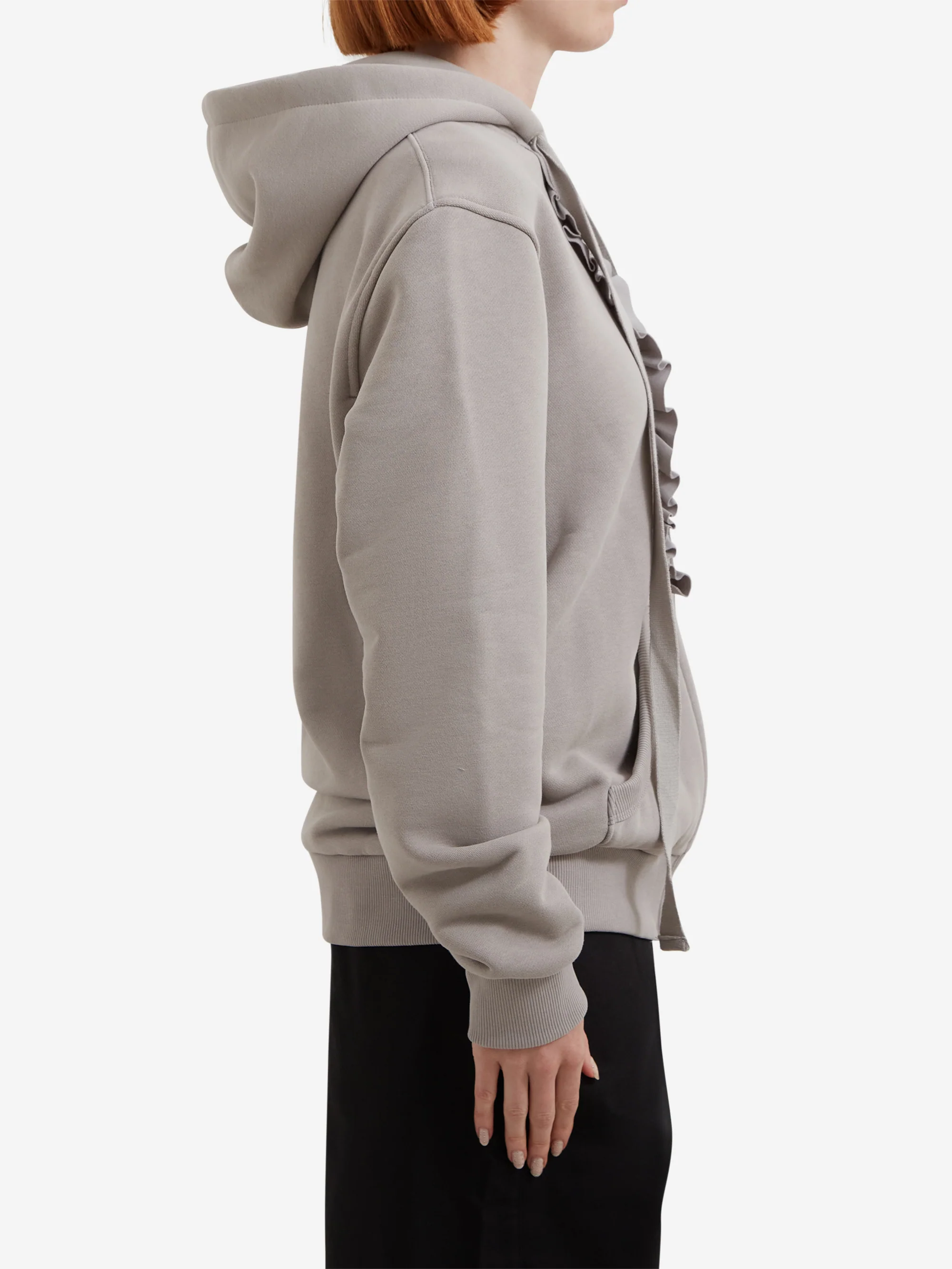 NACHE Ruffle Zip Up Hoodie - Grey - Image 3