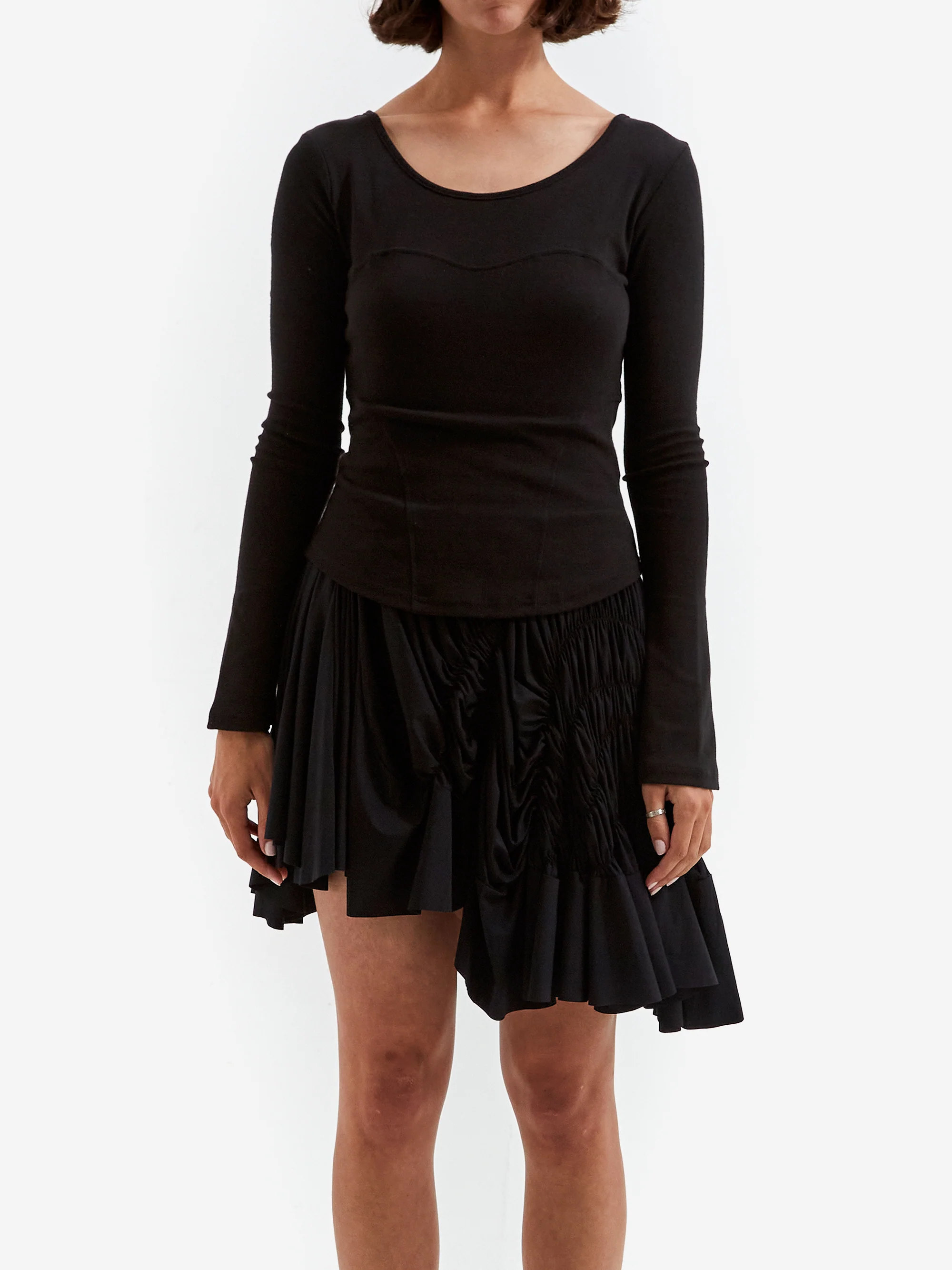 NACHE Unbalance Mix Dress - Black
