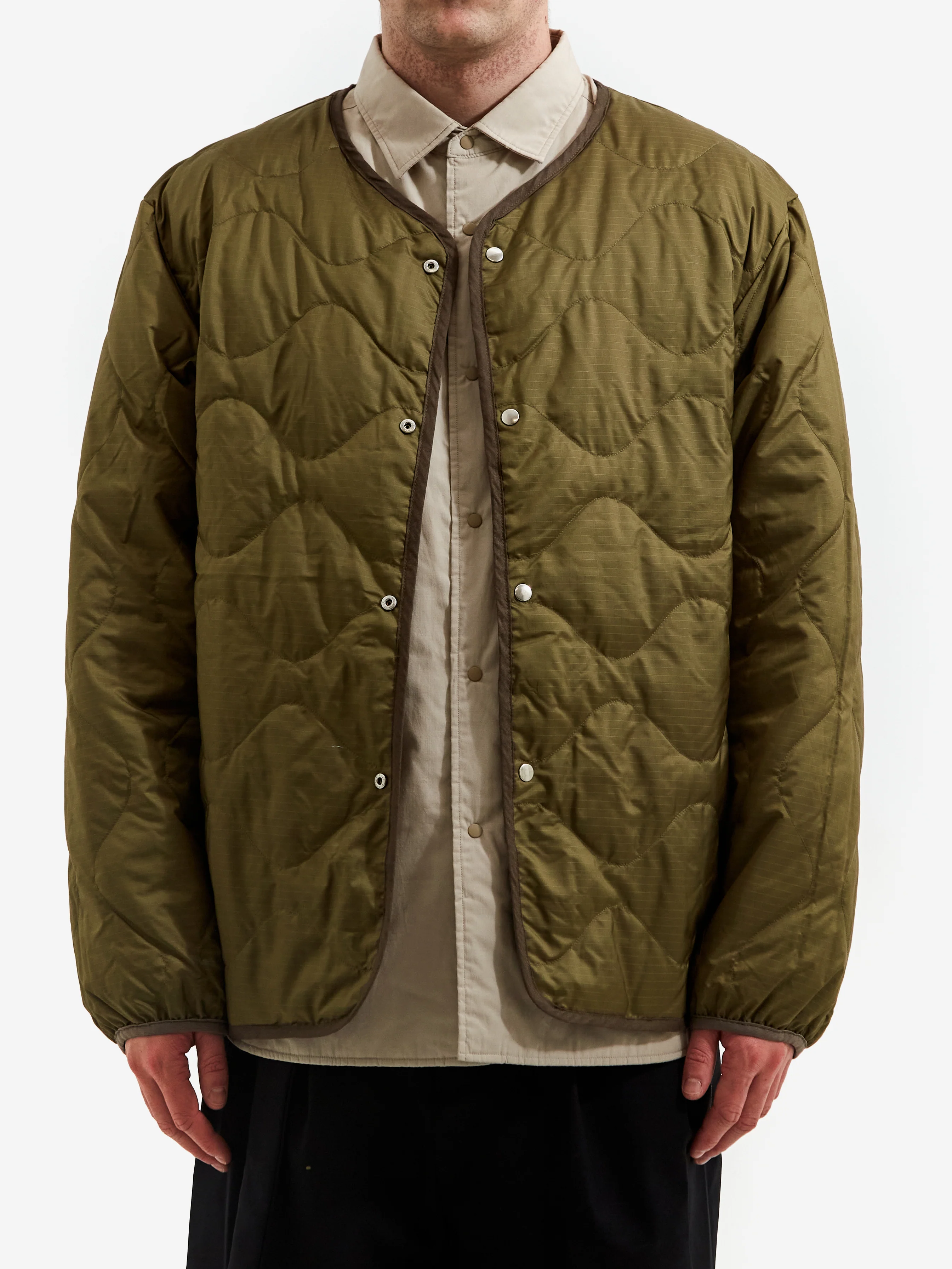 Nanamica Reversible Down Cardigan - Khaki Beige - Image 2