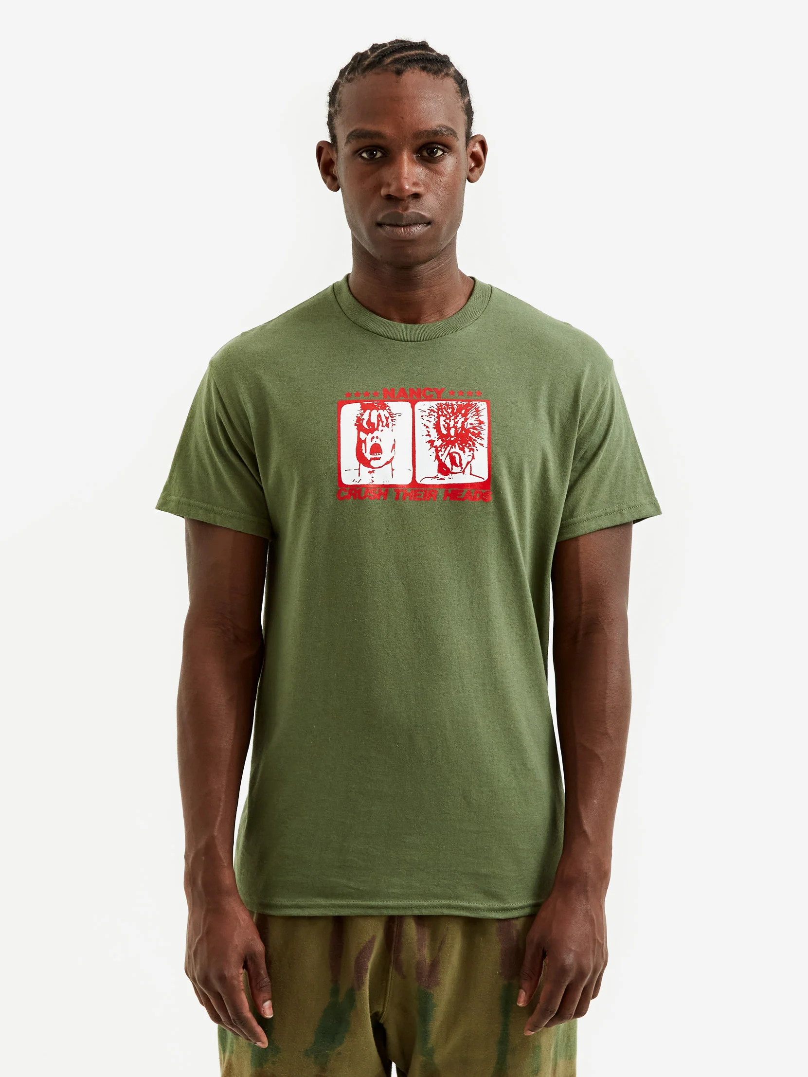 Nancy Crush Their Heads Tee - Military Green - Image 7