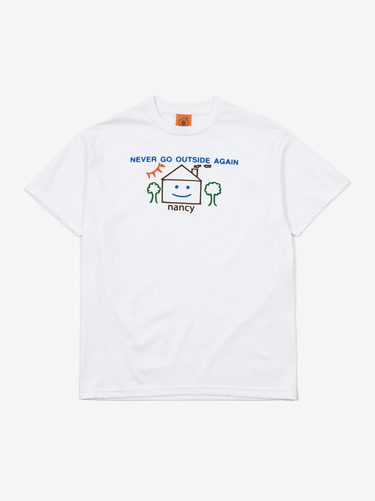 Nancy Never Go Outside Again, Again Tee - White
