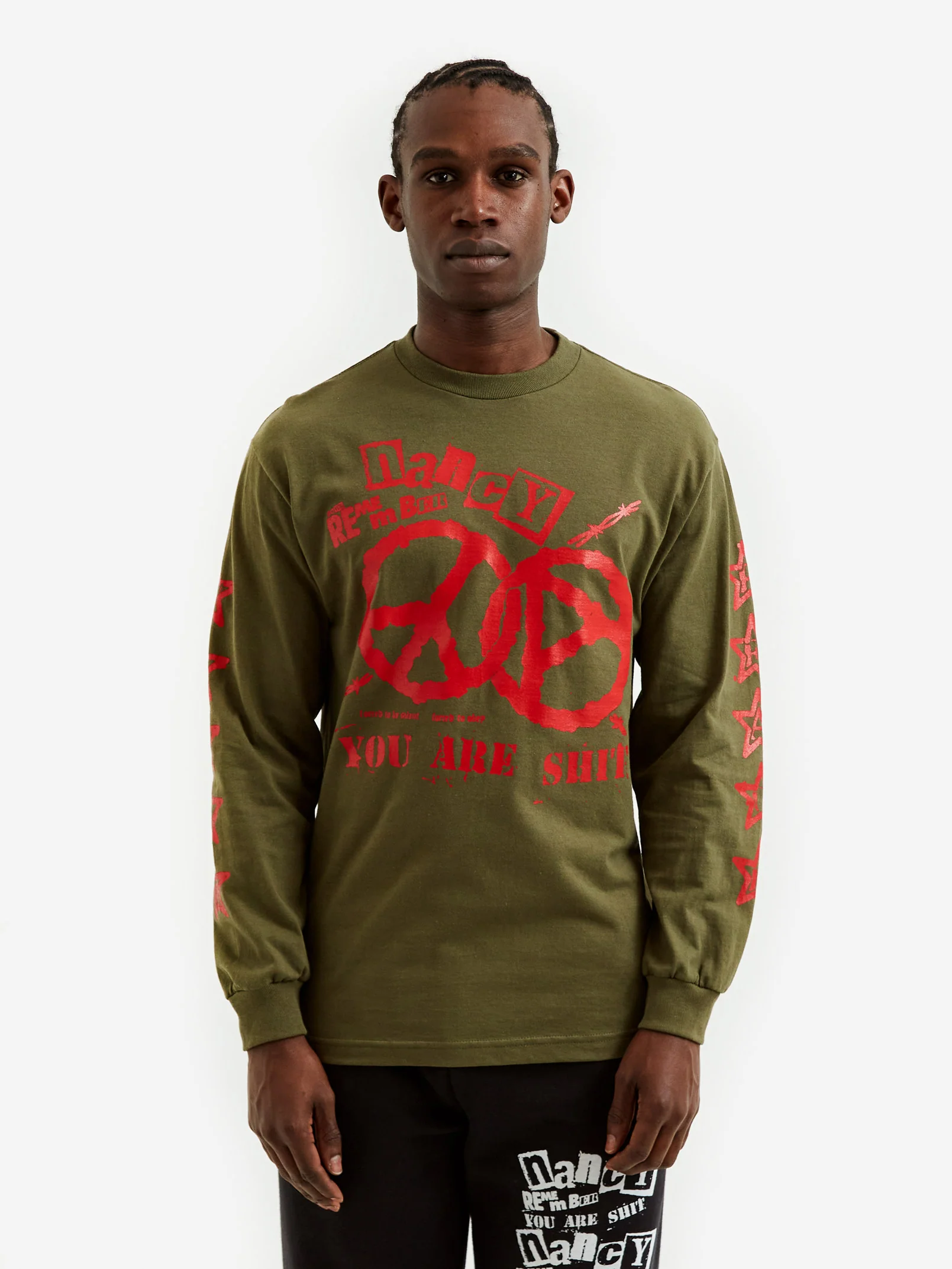 Nancy World Peace Longsleeve Tee - Military Green - Image 2
